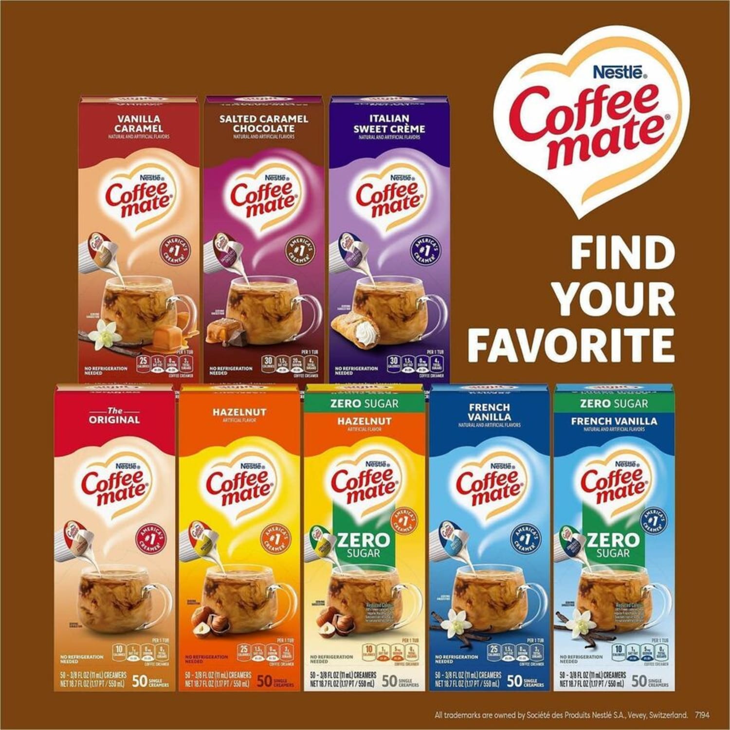 Coffee-Mate Liquid Coffee Creamer Tub Singles, 0.38 Oz, Snickers Flavor, Pack Of 50 Singles - Image 6
