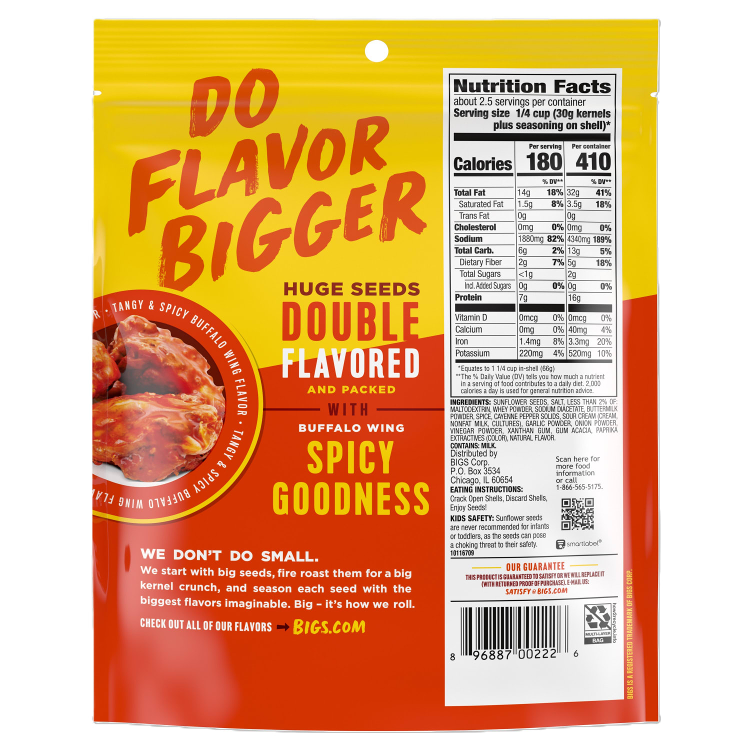 Bigs Buffalo Wing Sunflower Seeds, 5.35 Oz, Pack Of 12 Snack Bags - Image 3