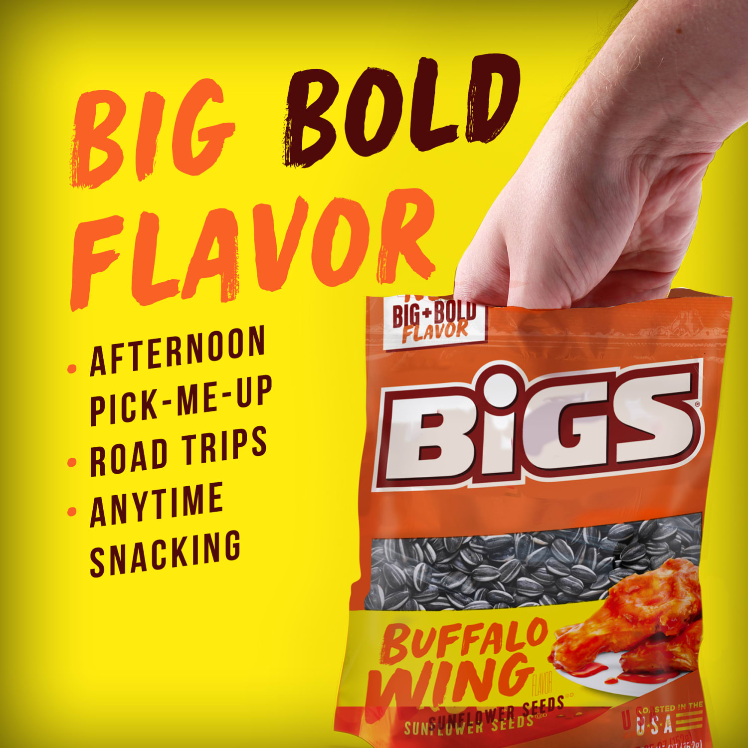Bigs Buffalo Wing Sunflower Seeds, 5.35 Oz, Pack Of 12 Snack Bags - Image 4