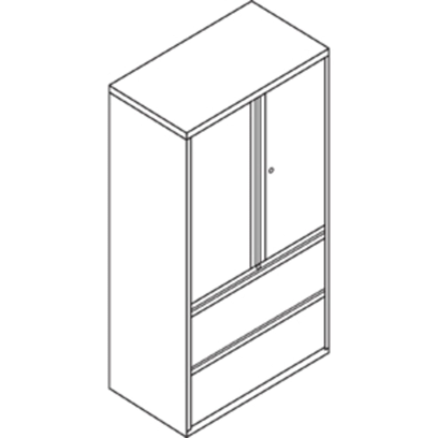 HON 800 Series Storage Cabinet With Lateral File, 36in Wide, Putty - Image 4