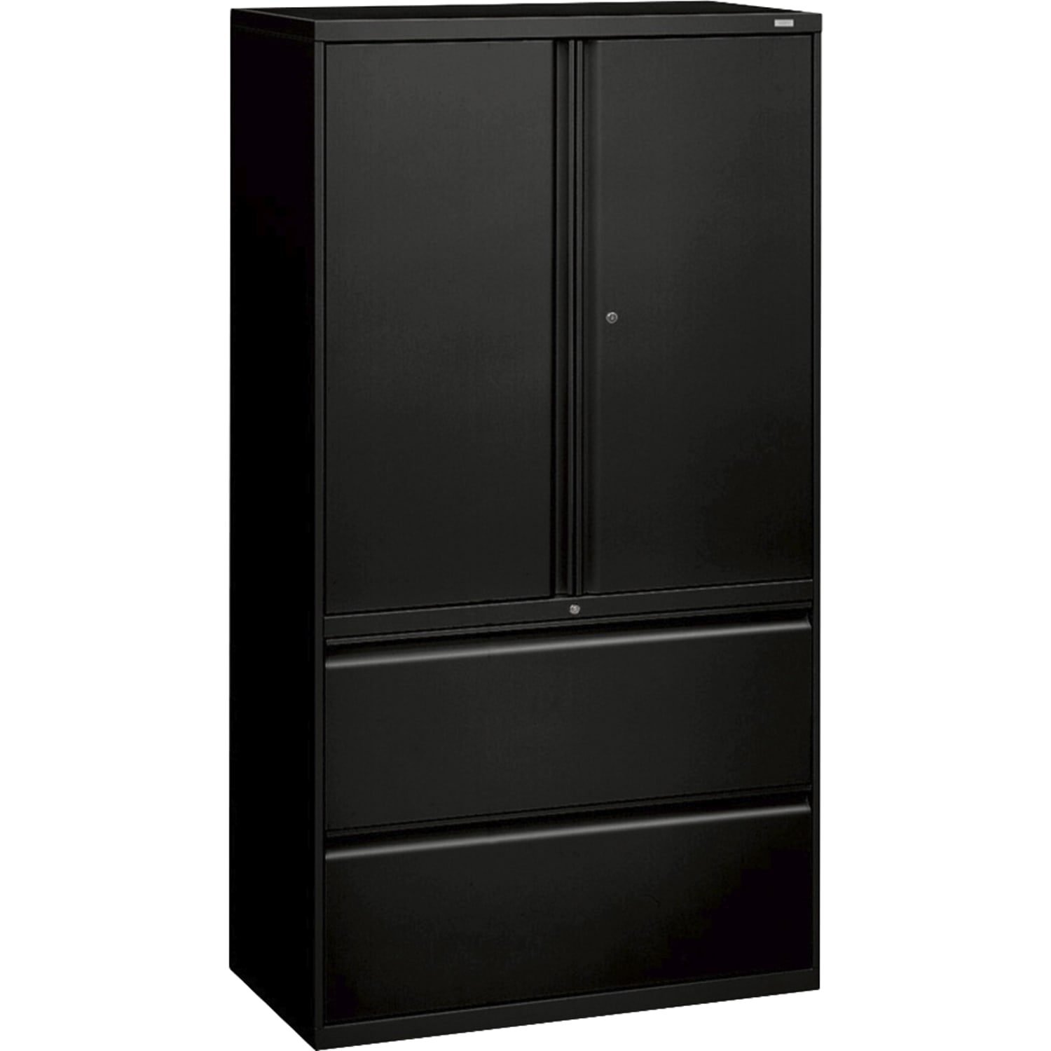 HON 800 Series Storage Cabinet With Lateral File, 36in Wide, Black
