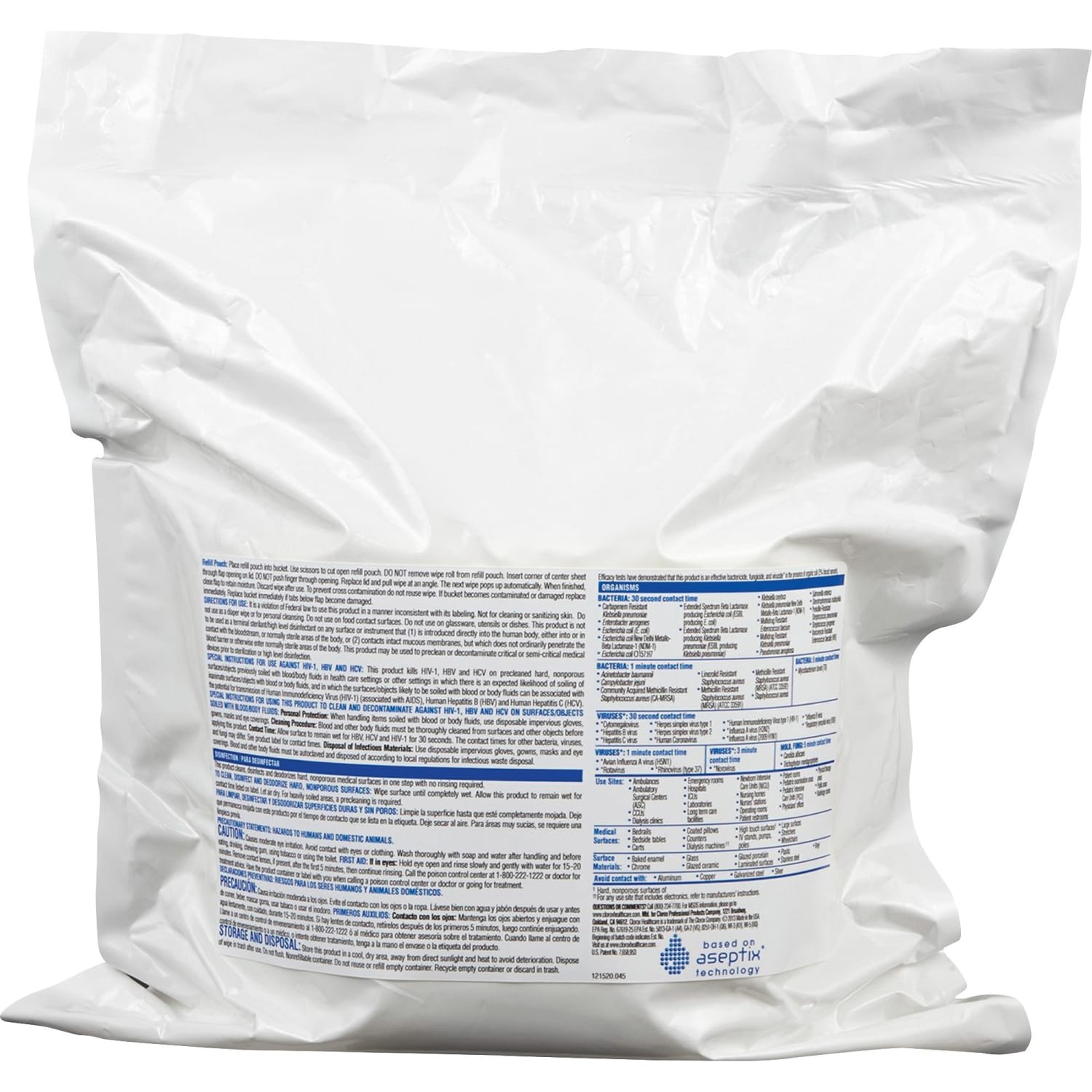 Clorox Healthcare Hydrogen Peroxide Disinfecting Wipes, 12in x 11in, Pack Of 185 - Image 3