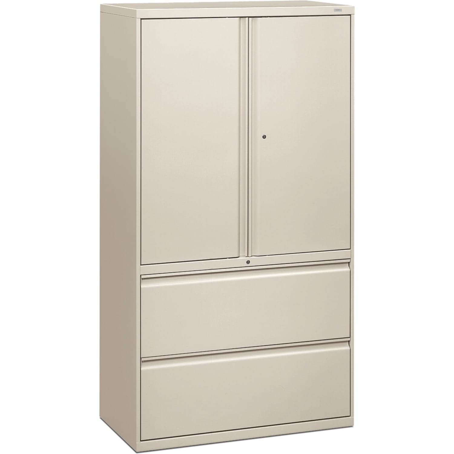 HON 800 Series Storage Cabinet With Lateral File, 36in Wide, Light Gray - Image 3