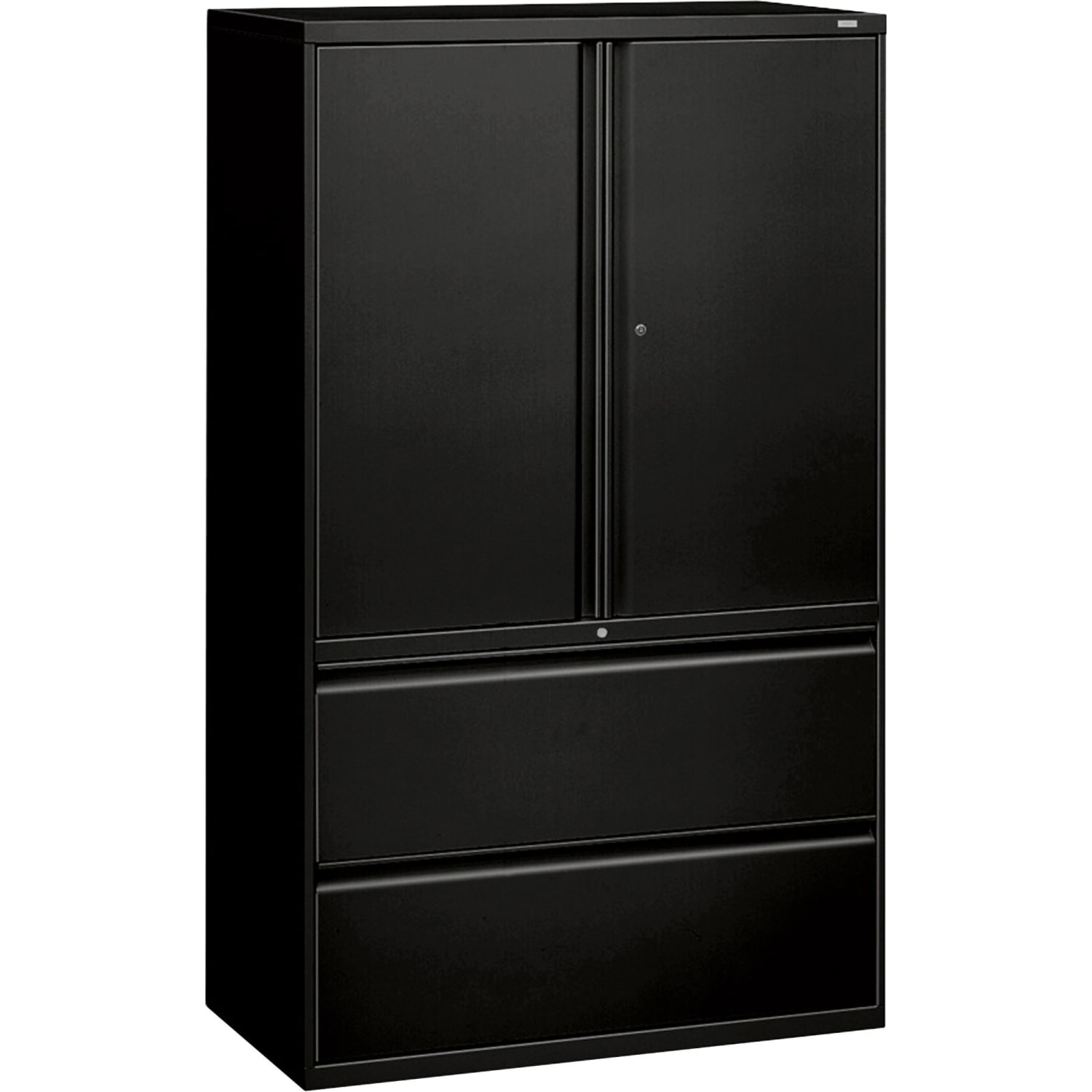 HON 800 Series Storage Cabinet With Lateral File, 42in Wide, Black - Image 3
