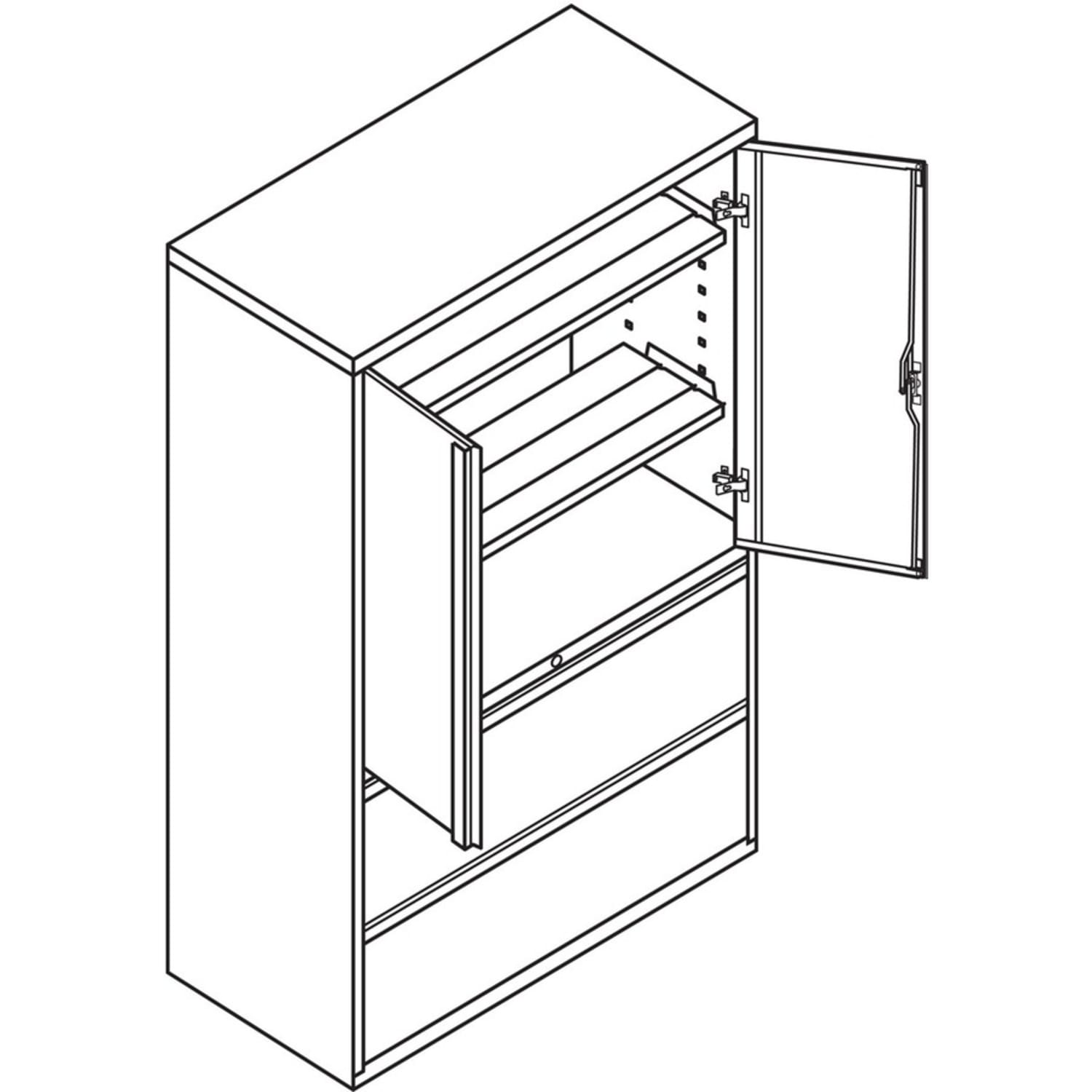 HON 800 Series Storage Cabinet With Lateral File, 42in Wide, Black - Image 5
