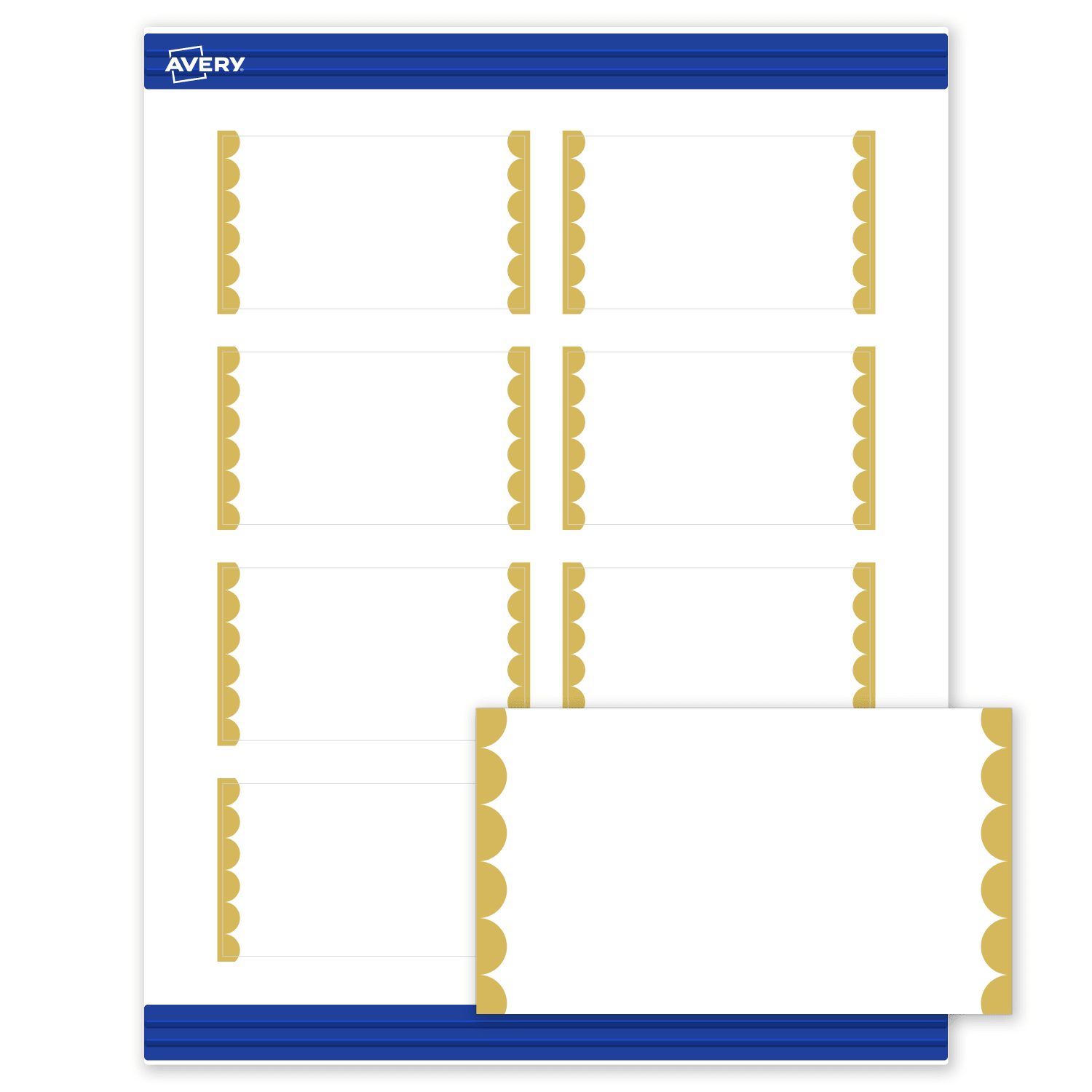 Avery Printable Cards With Sure Feed Technology, 2in x 3-1/2in, Matte White With Preprinted Gold Dots Edge, Pack Of 80 - Image 3