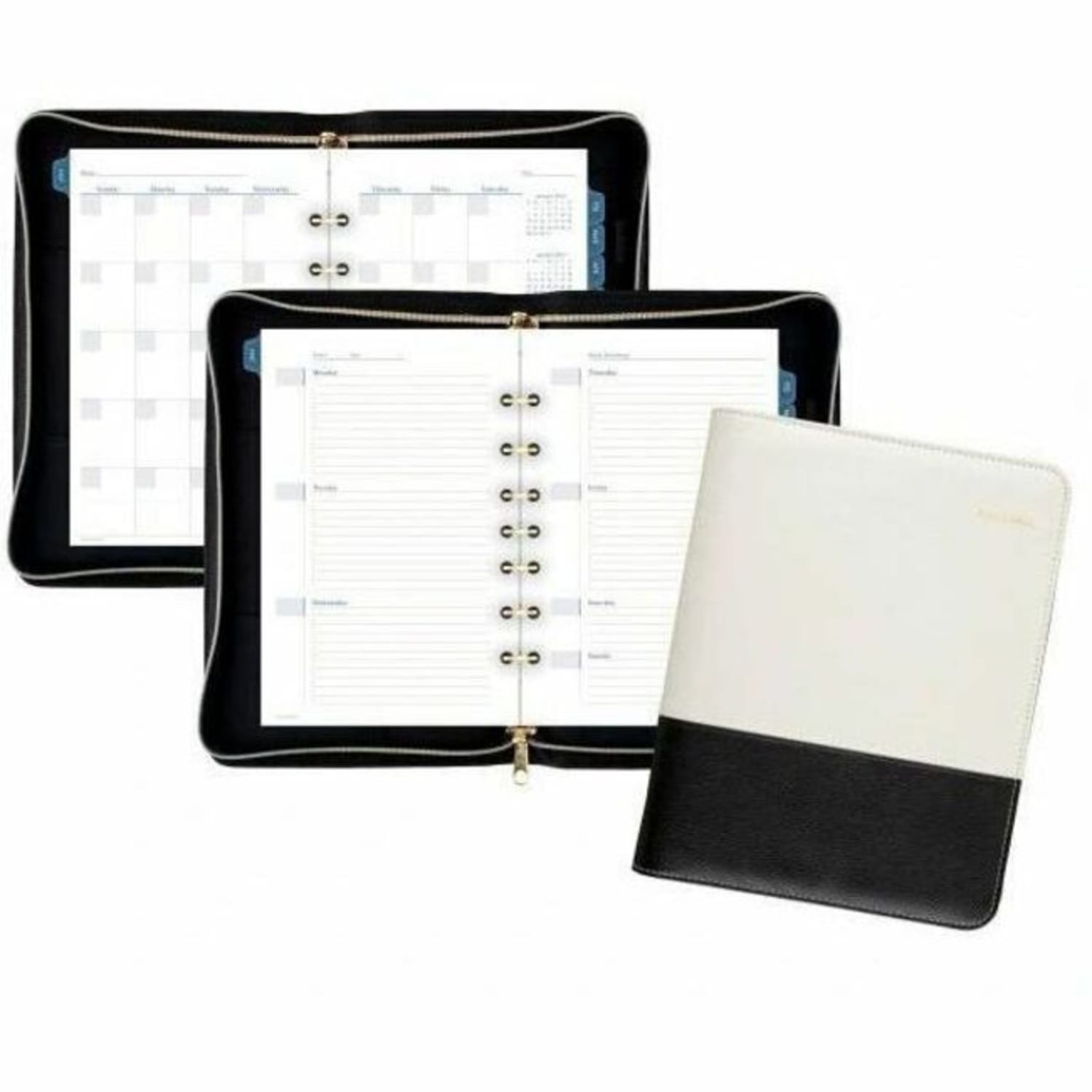 AT-A-GLANCE Weekly/Monthly Faux Leather Fashion Starter Set Planner, 5 1/2in x 8 1/2in, Black/Cream - Image 3