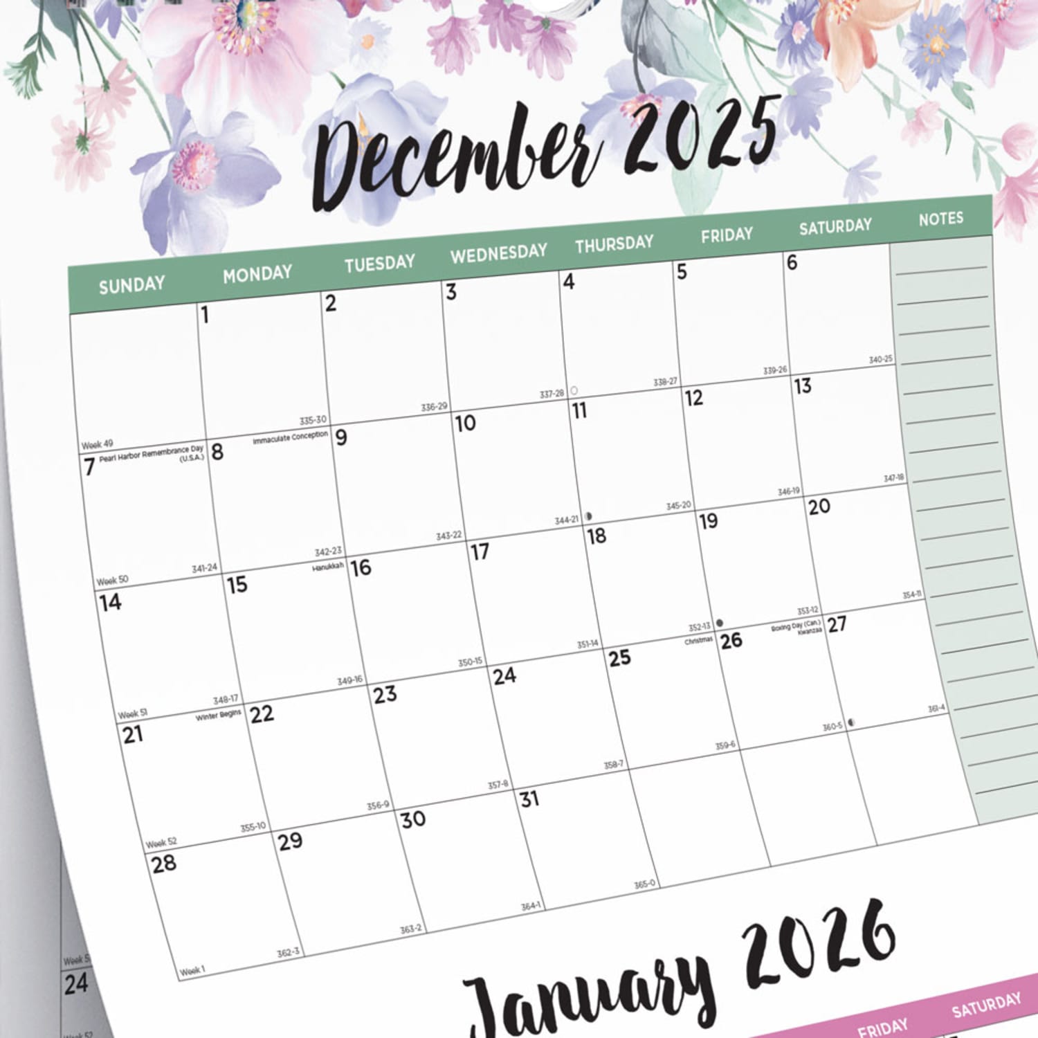 2025-2027 Blueline 3-Month Wall Calendar, 12-1/4in x 27in, Passion, December 2025 To January 2027, C171129 - Image 5