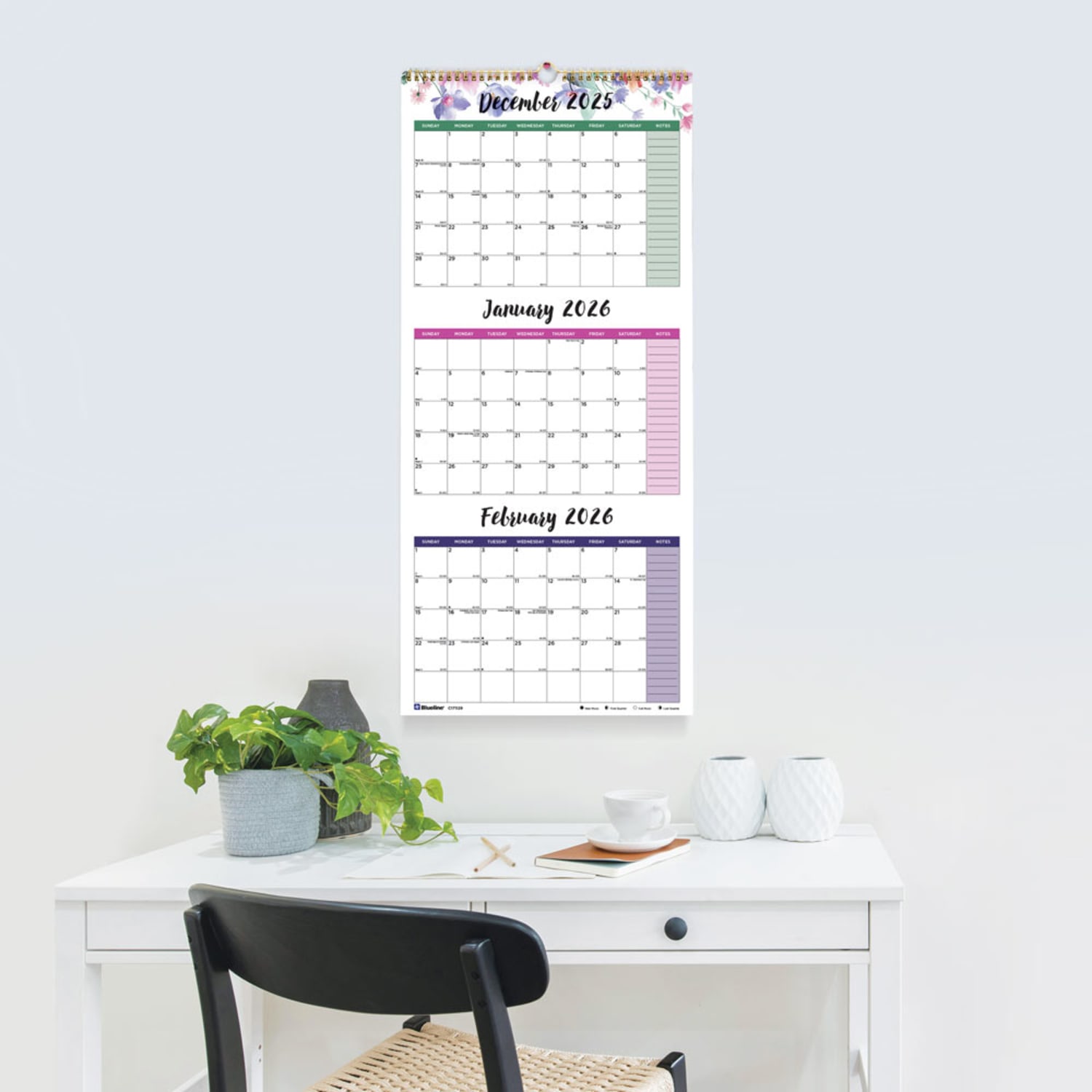 2025-2027 Blueline 3-Month Wall Calendar, 12-1/4in x 27in, Passion, December 2025 To January 2027, C171129 - Image 6