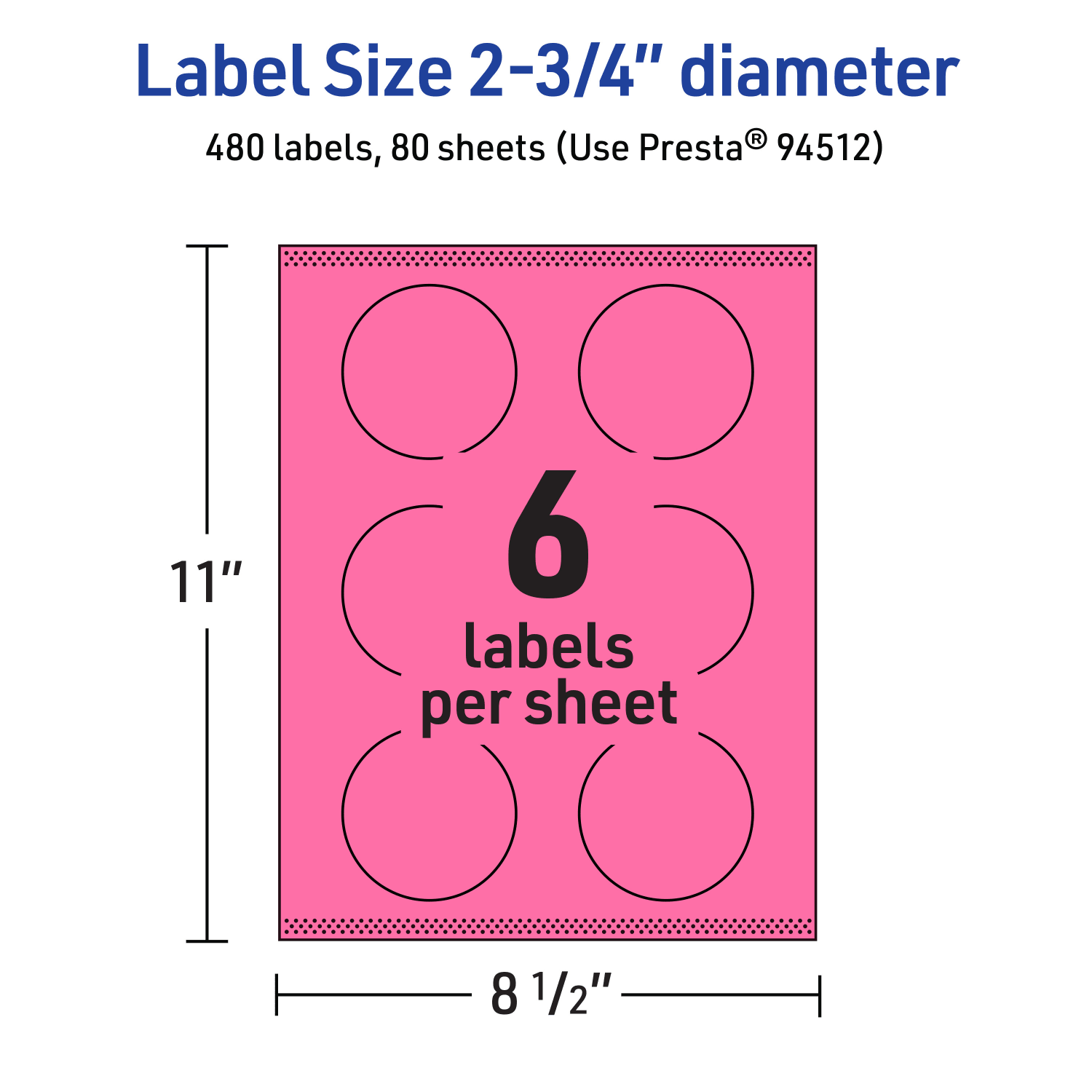 Avery Print-To-The-Edge Labels With Sure Feed Technology And Easy Peel Label Feature, 94512-BPP80, Round, 2-3/4in, Matte Bright Pink, Pack of 480 - Image 6