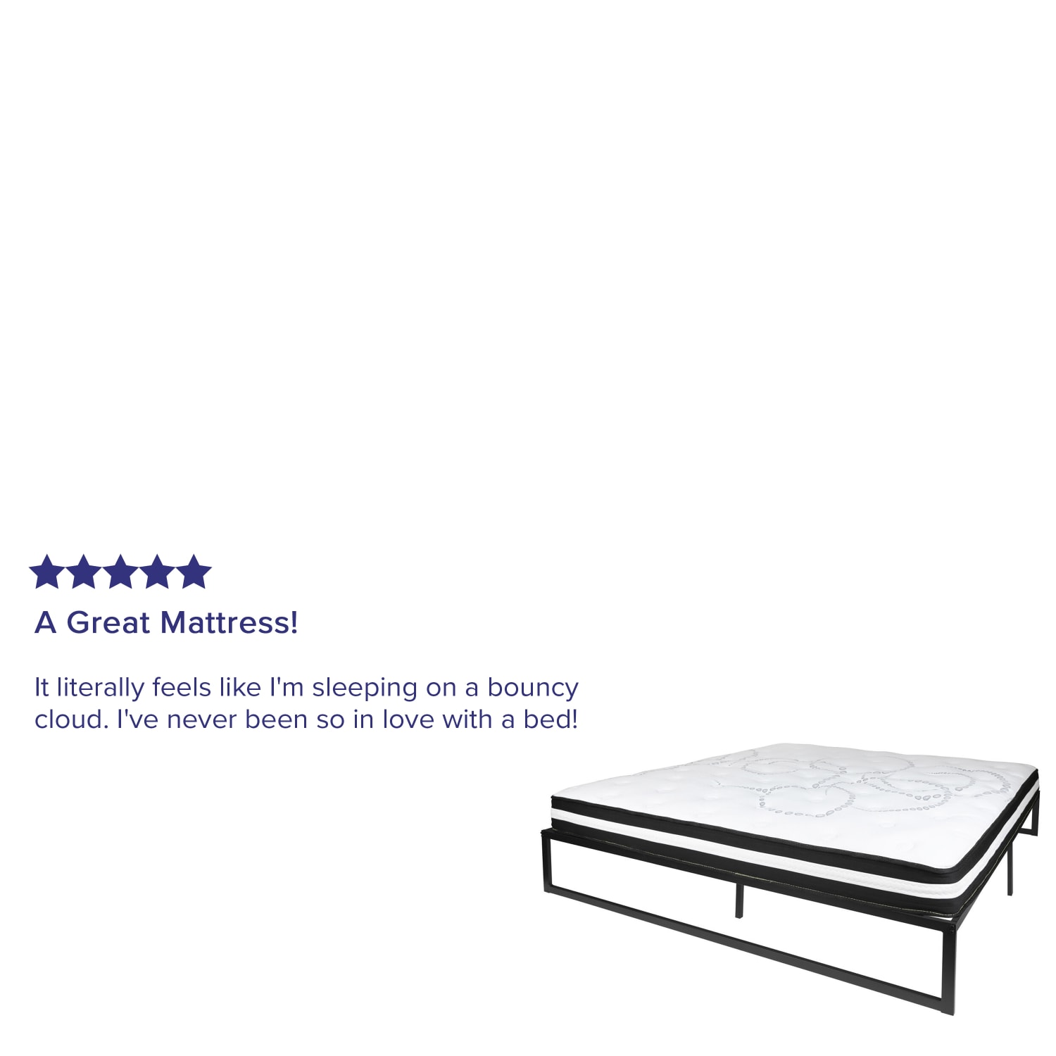 Flash Furniture 14in Metal Platform Bed Frame With 10in Pocket Spring Mattress, King, Black - Image 5