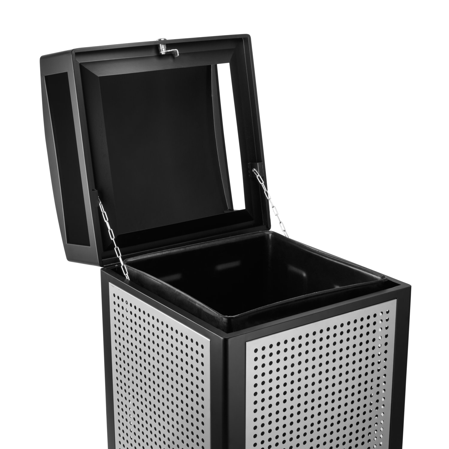 Alpine All-Weather 40-Gallon Outdoor Commercial Trash Can, With Lid, Silver - Image 4