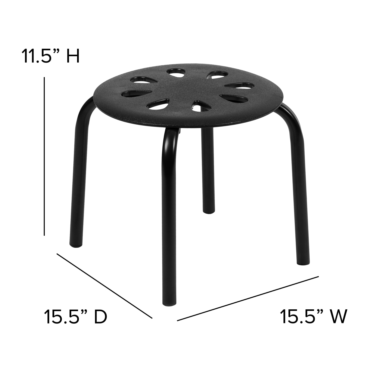 Flash Furniture Kids Plastic 11-1/2in Nesting Stack Stools, Black, Set Of 5 Stools - Image 6