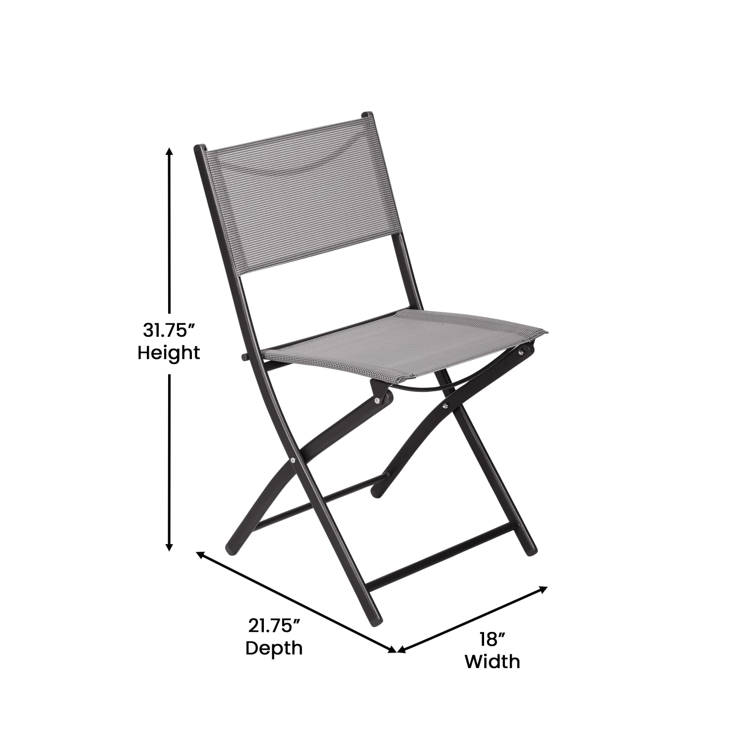 Flash Furniture Brazos Series Outdoor 4pcs Folding Chair with Flex Comfort Material and Metal Frame, Gray - Image 6