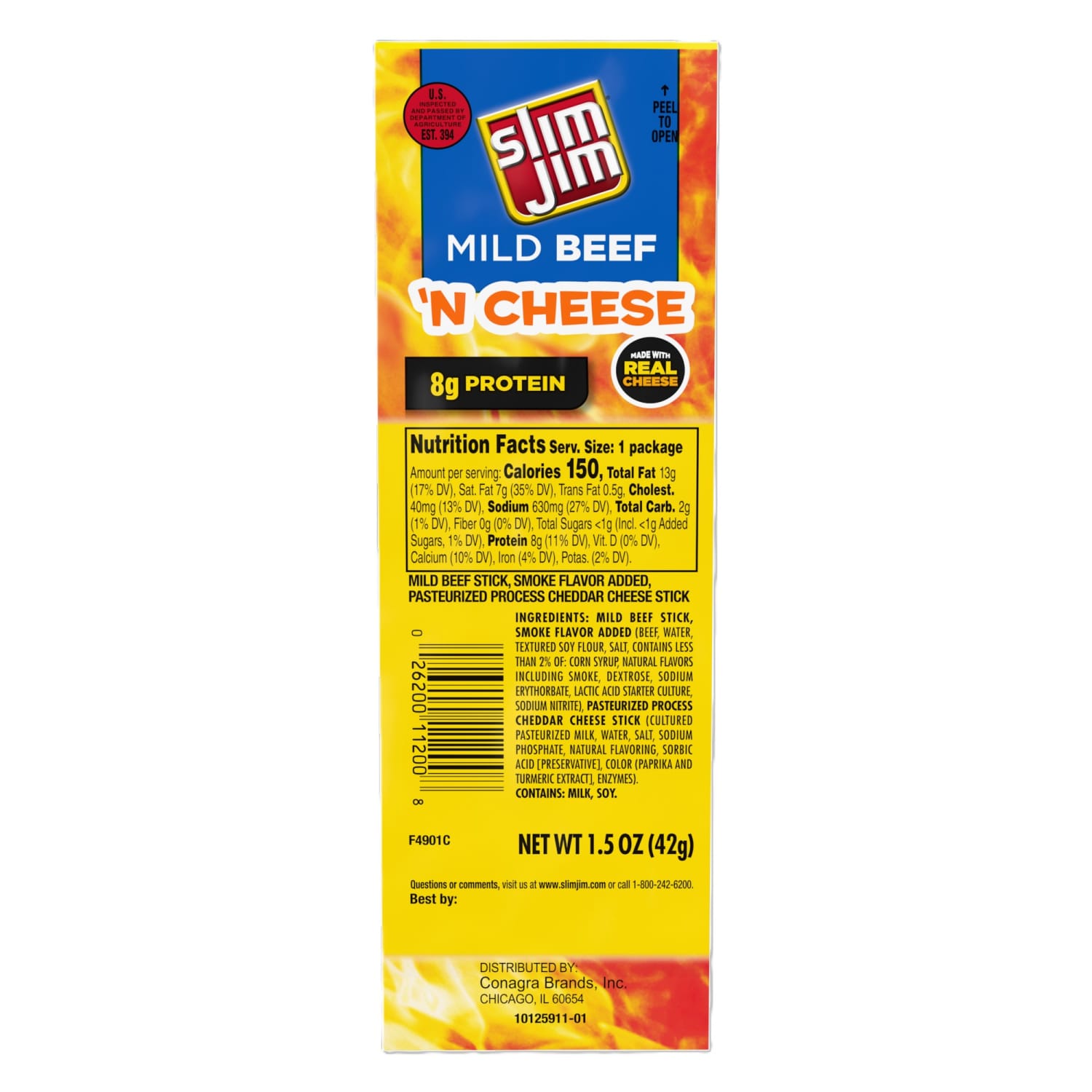 Slim Jim Beef And Cheese Packs, 1.5 Oz, Box Of 18 Packs - Image 3