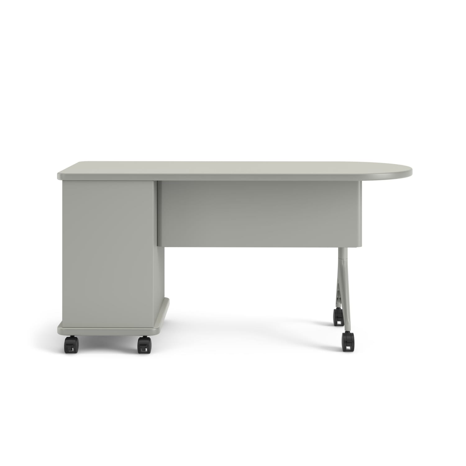 HON Smartlink Single Pedestal Mobile Workstation Teacher Desk With Modesty Panel, 30inH x 60inW x 24inD, Silver/Platinum - Image 3