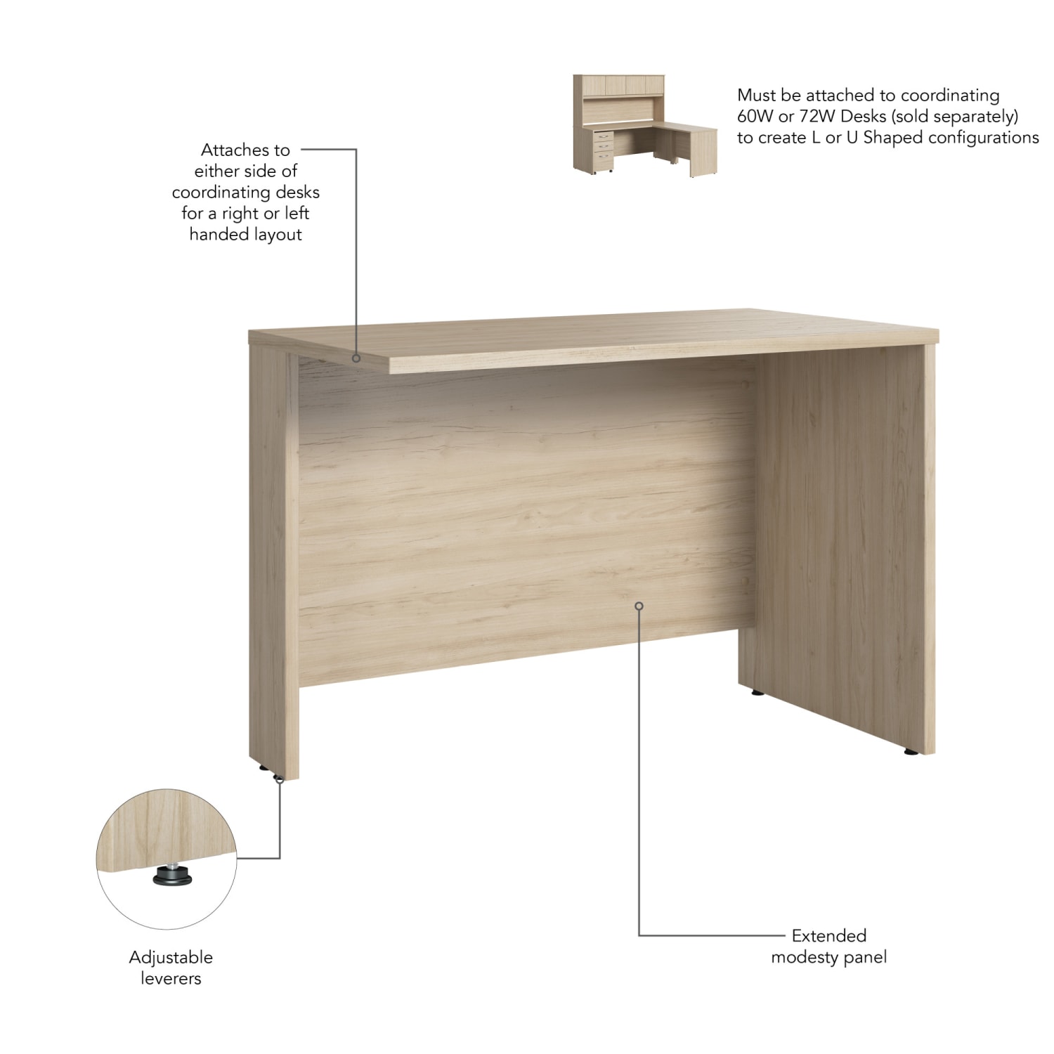 Bush Business Furniture Studio C 42inW Desk Return, Natural Elm, Standard Delivery - Image 6