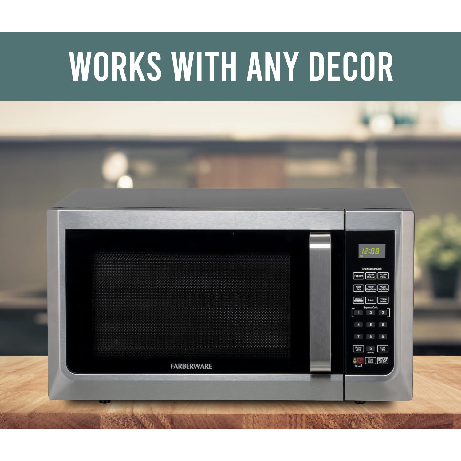 Farberware Professional 1.3 Cu. Ft. Microwave Oven, Silver/Black - Image 3