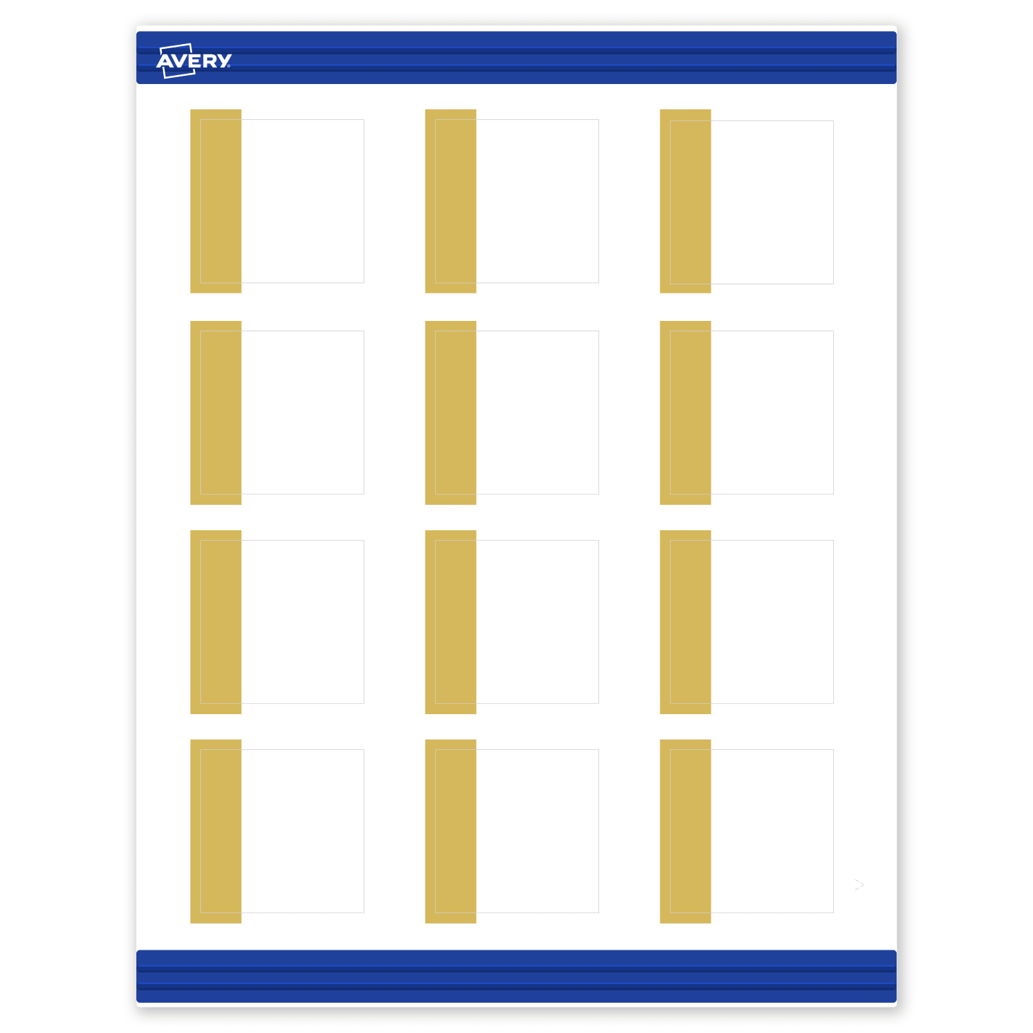 Avery Printable Cards With Sure Feed Technology, 2in x 2in, Matte White With Preprinted Gold-Dipped Edge, Pack Of 120