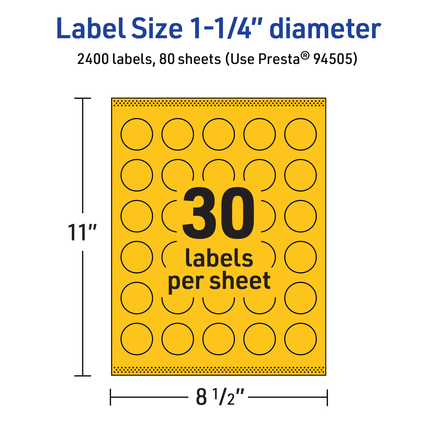 Avery Print-To-The-Edge Labels With Sure Feed Technology And Easy Peel Label Feature, 94505-BYP80, Round, 1-1/4in, Matte Bright Yellow, Pack of 2400 - Image 6