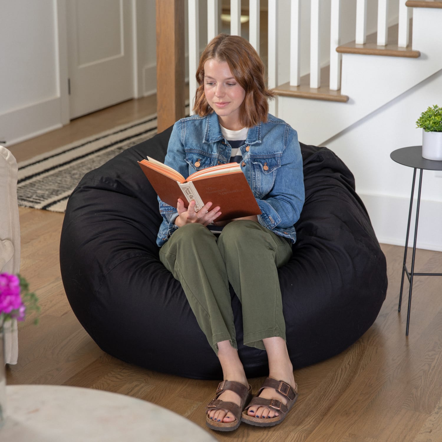 Flash Furniture Oversized Bean Bag Chair For Kids And Adults Black PopularChairscom