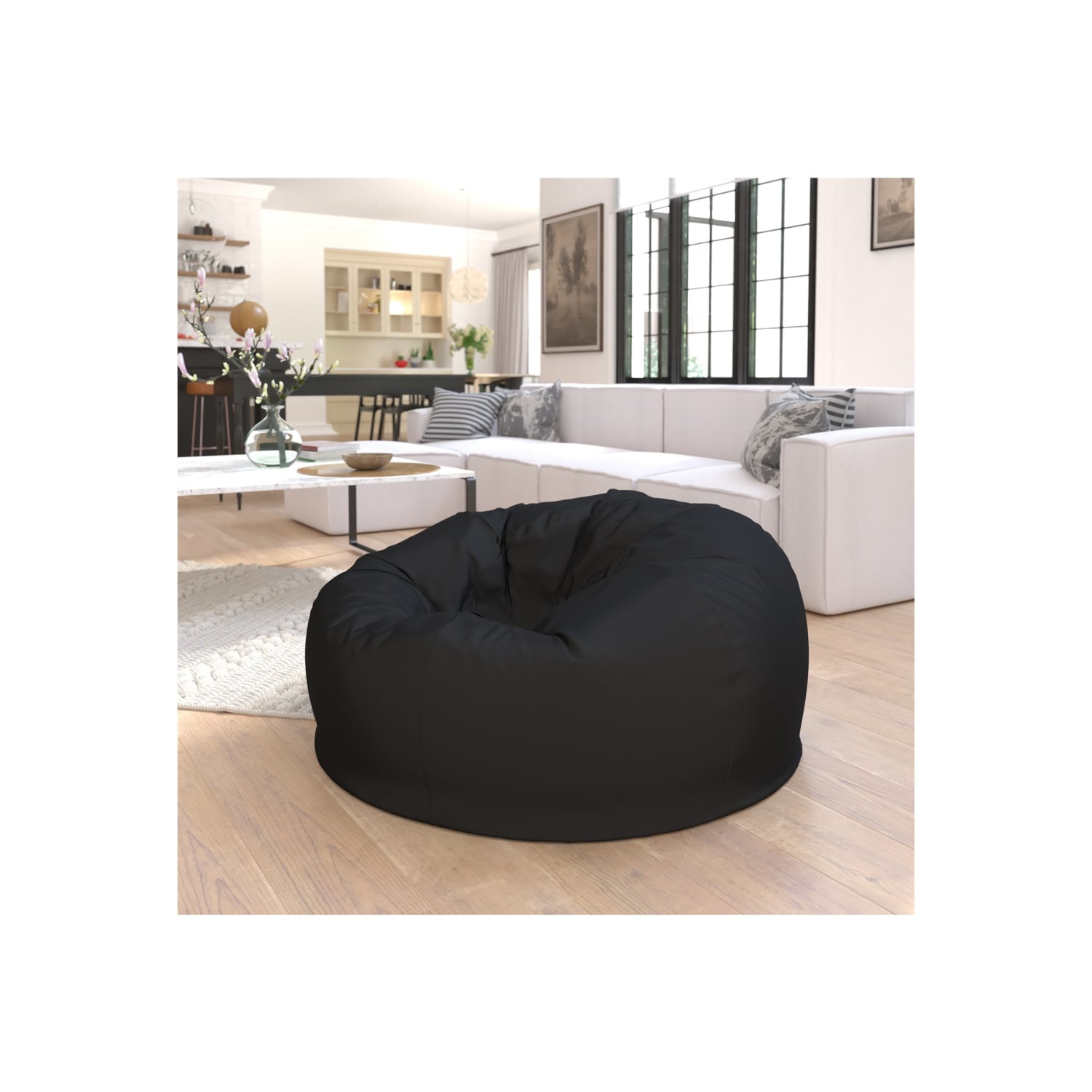 Flash Furniture Oversized Bean Bag Chair For Kids And Adults Black PopularChairscom