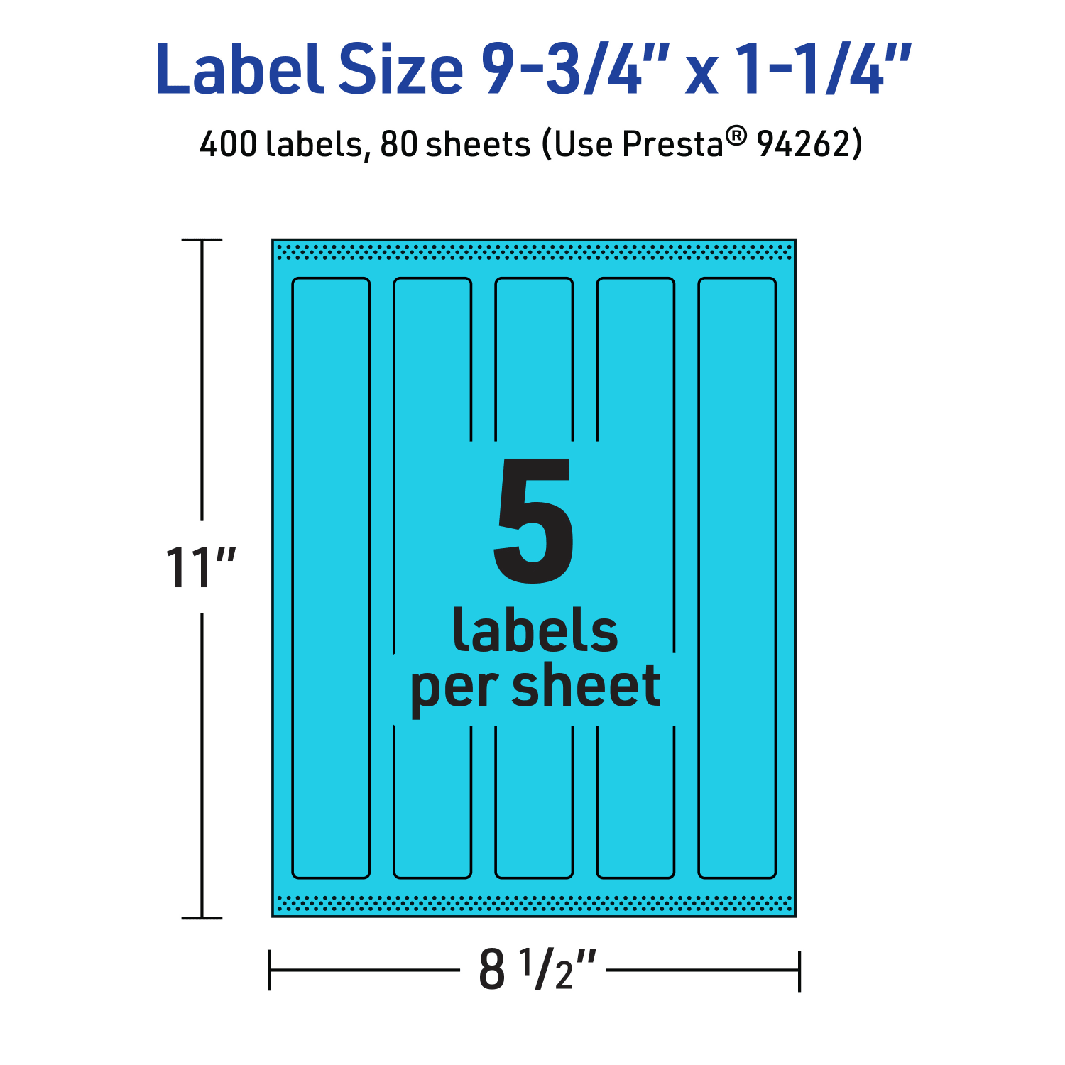 Avery Print-To-The-Edge Labels With Sure Feed Technology, 94262-BBP80, Rectangle, 9-3/4in x 1-1/4in, Matte Bright Blue, Pack of 400 - Image 6