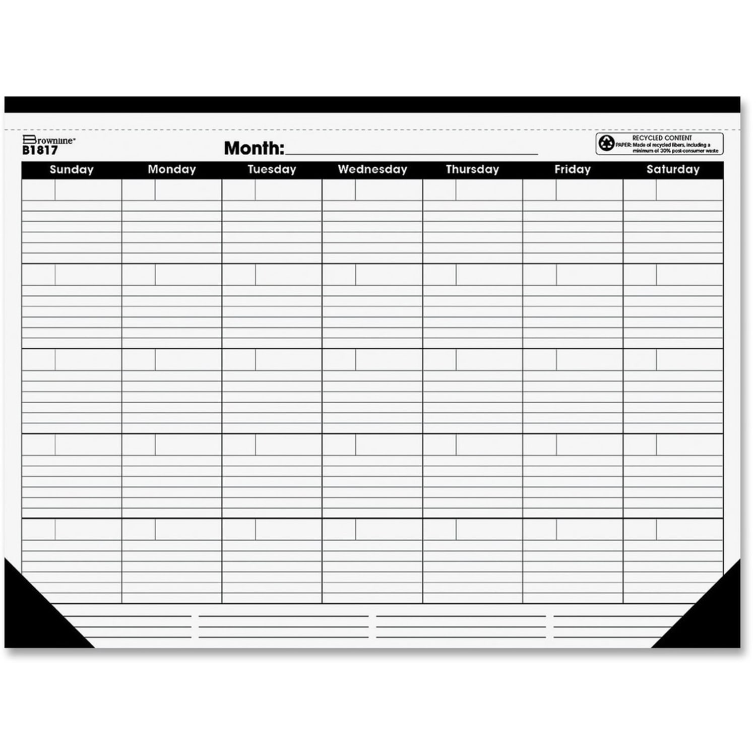 Brownline Undated Monthly Desk Pad, 22in x 17in, 50% Recycled, Total Qty 1