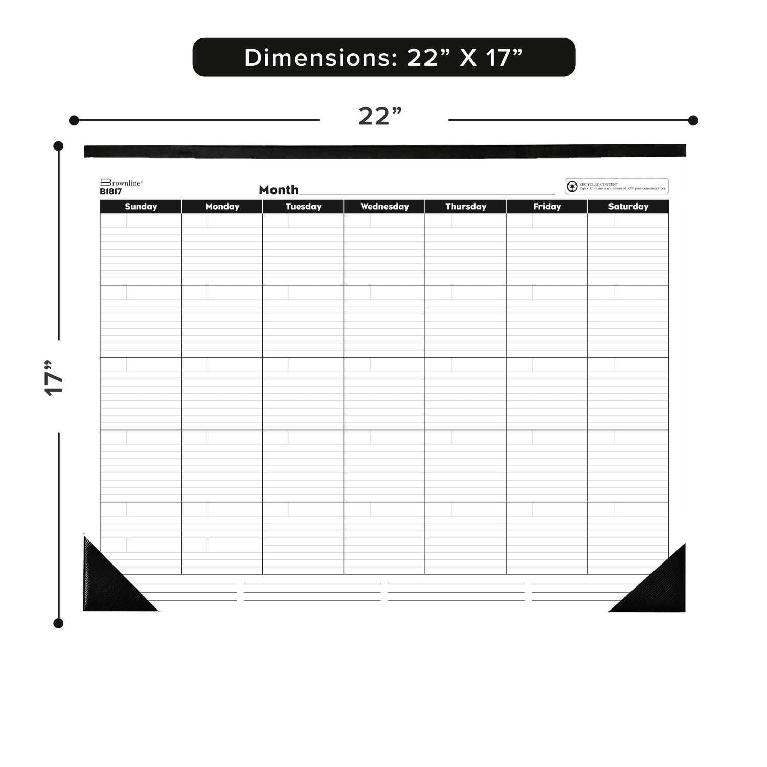 Brownline Undated Monthly Desk Pad, 22in x 17in, 50% Recycled, Total Qty 1 - Image 3