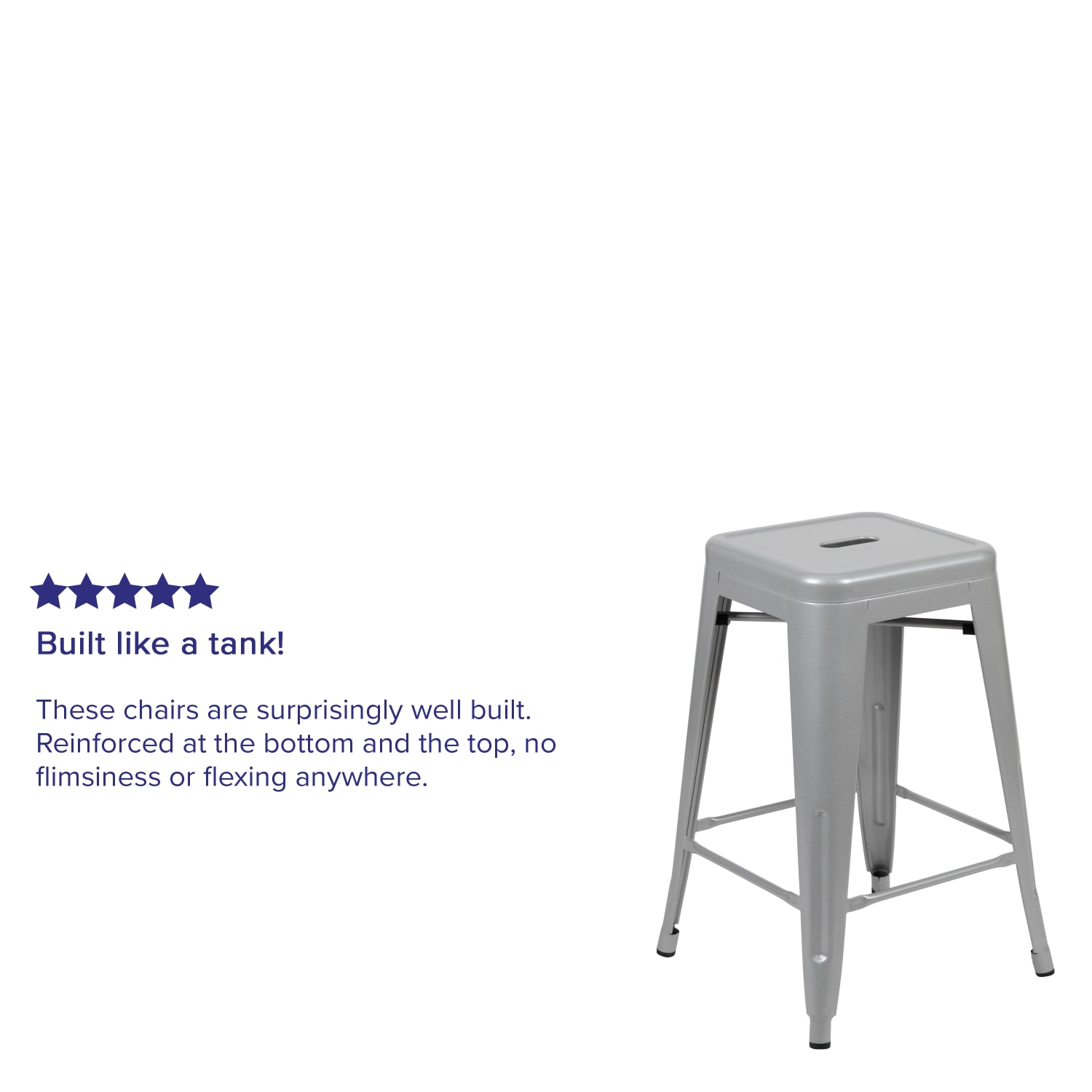 Flash Furniture 24in Metal Counter Height Bar Stools Set Of 4 Bar Stools Silver PopularChairscom