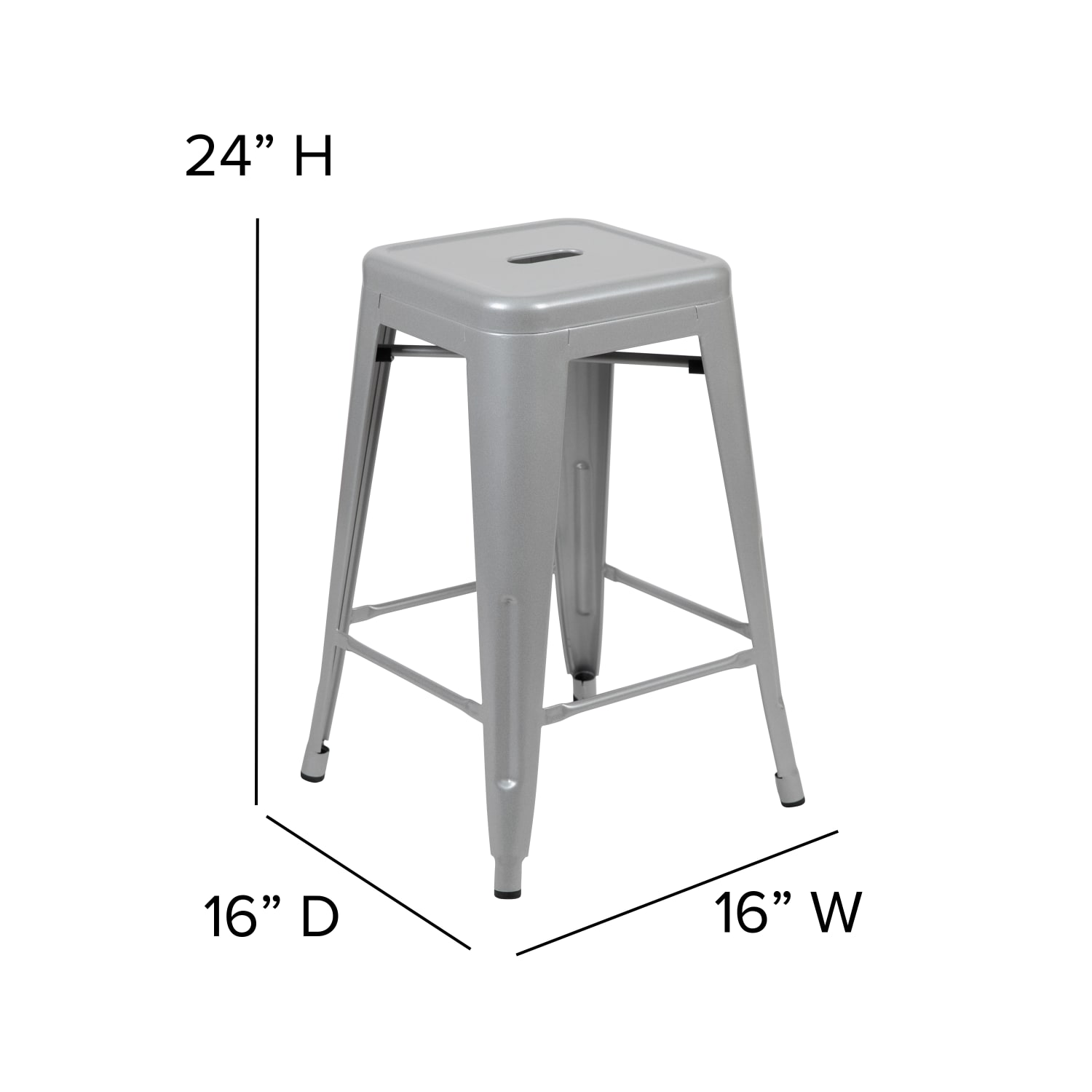 Flash Furniture 24in Metal Counter Height Bar Stools Set Of 4 Bar Stools Silver PopularChairscom