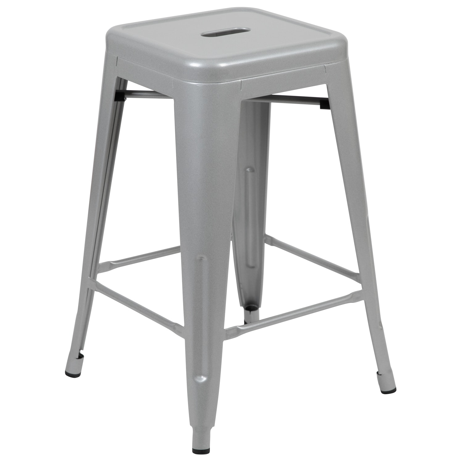 Flash Furniture 24in Metal Counter Height Bar Stools Set Of 4 Bar Stools Silver PopularChairscom