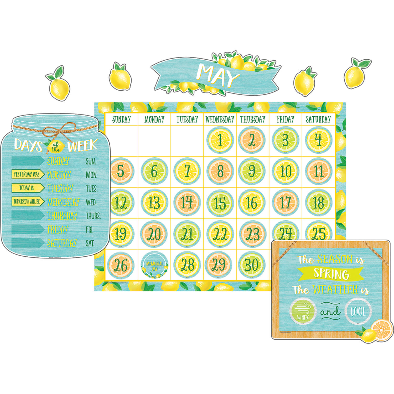 Teacher Created Resources Lemon Zest Calendar Bulletin Board Set, Set Of 2 - Image 3