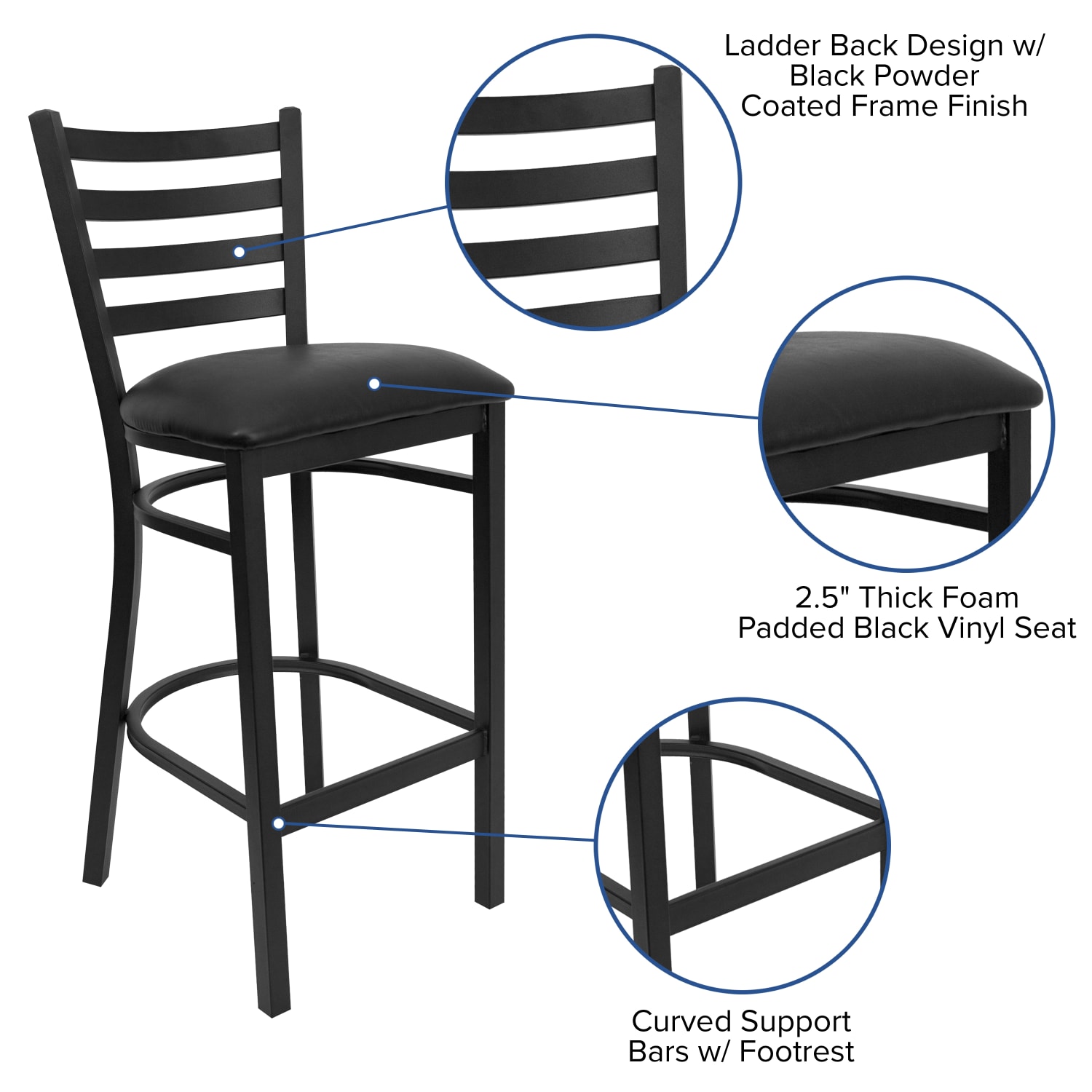 Flash Furniture HERCULES Ladder Back Restaurant Bar Stool Black PopularChairscom Flash Furniture HERCULES Ladder Back Restaurant Bar Stool Black PopularChairscom