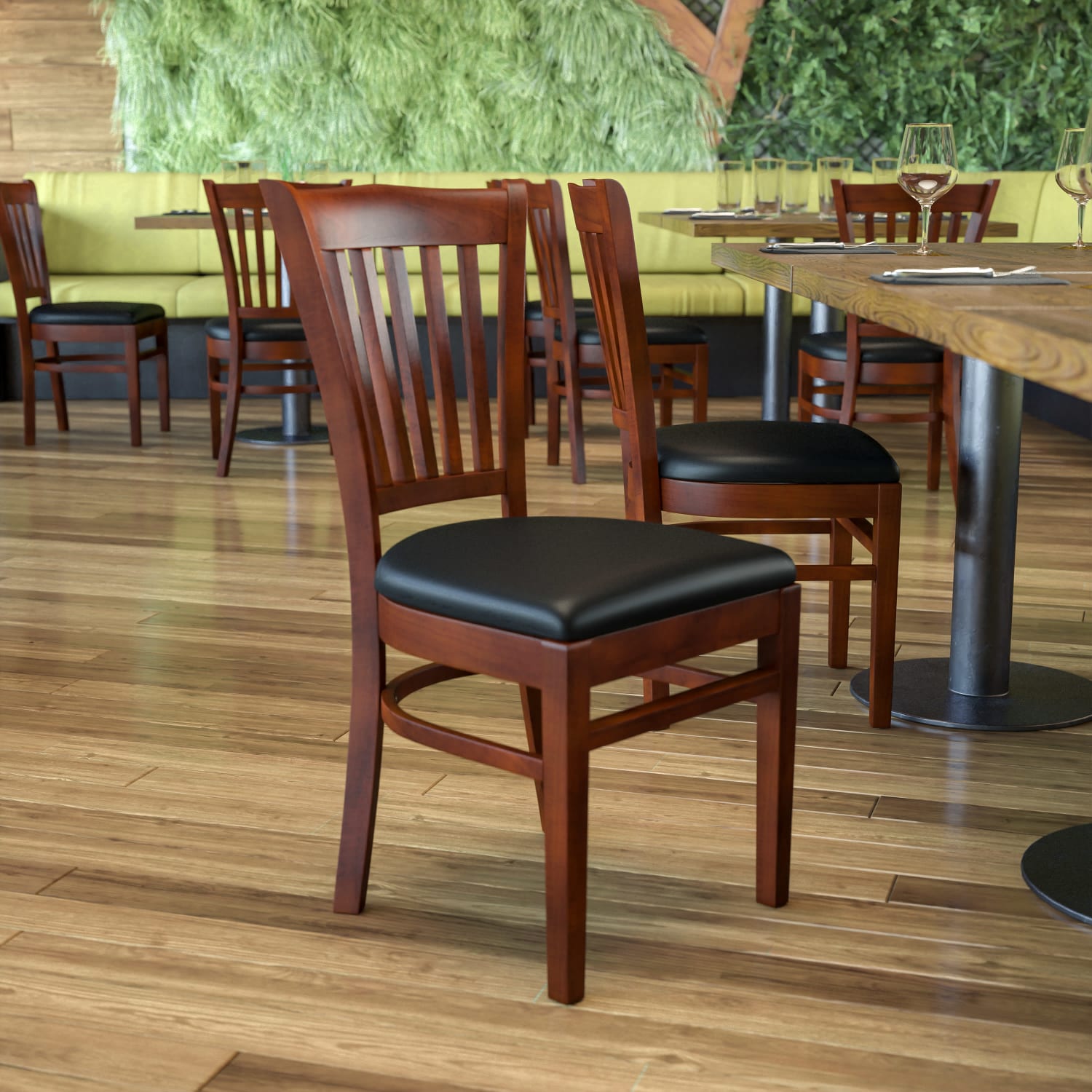 Flash Furniture HERCULES Vertical Slat Back Restaurant Chair BlackMahogany PopularChairscom