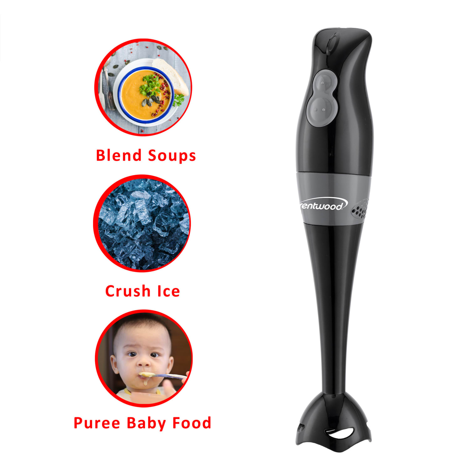 Brentwood HB-38BK 2-Speed Hand Blender, Black - Image 3