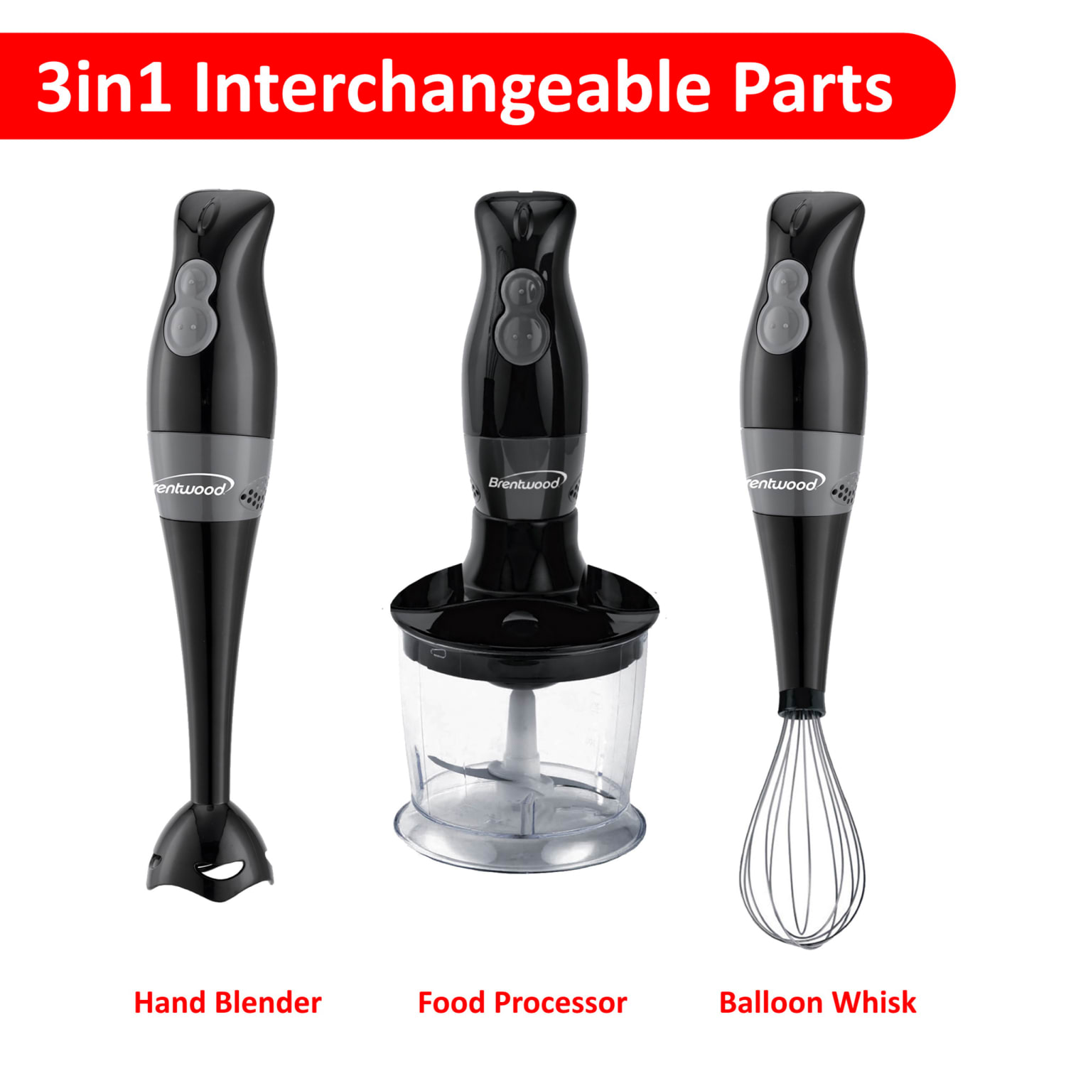 Brentwood HB-38BK 2-Speed Hand Blender, Black - Image 5