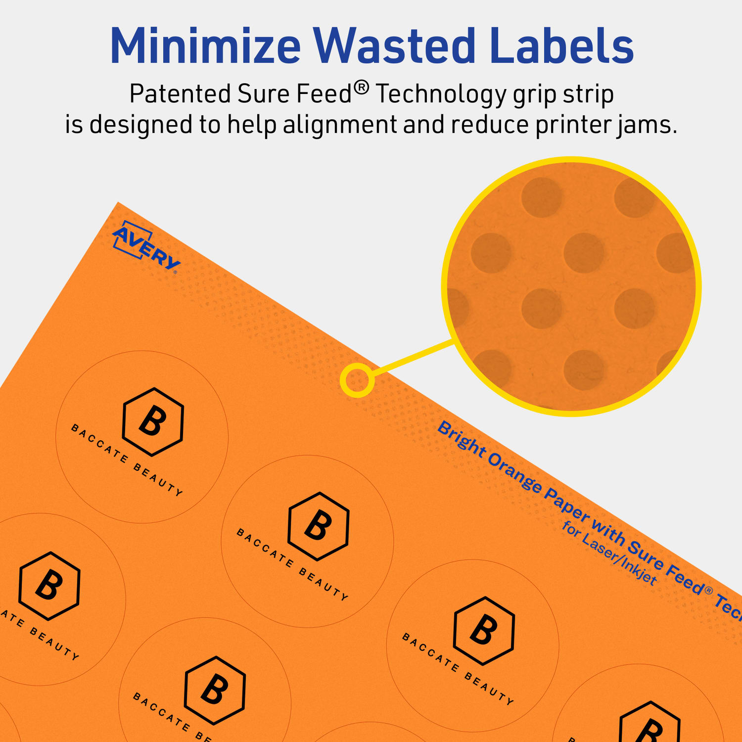 Avery Print-To-The-Edge Labels With Sure Feed Technology And Easy Peel Label Feature, 94508-BOP20, Round, 1-2/3in, Matte Bright Orange, Pack of 400 - Image 5