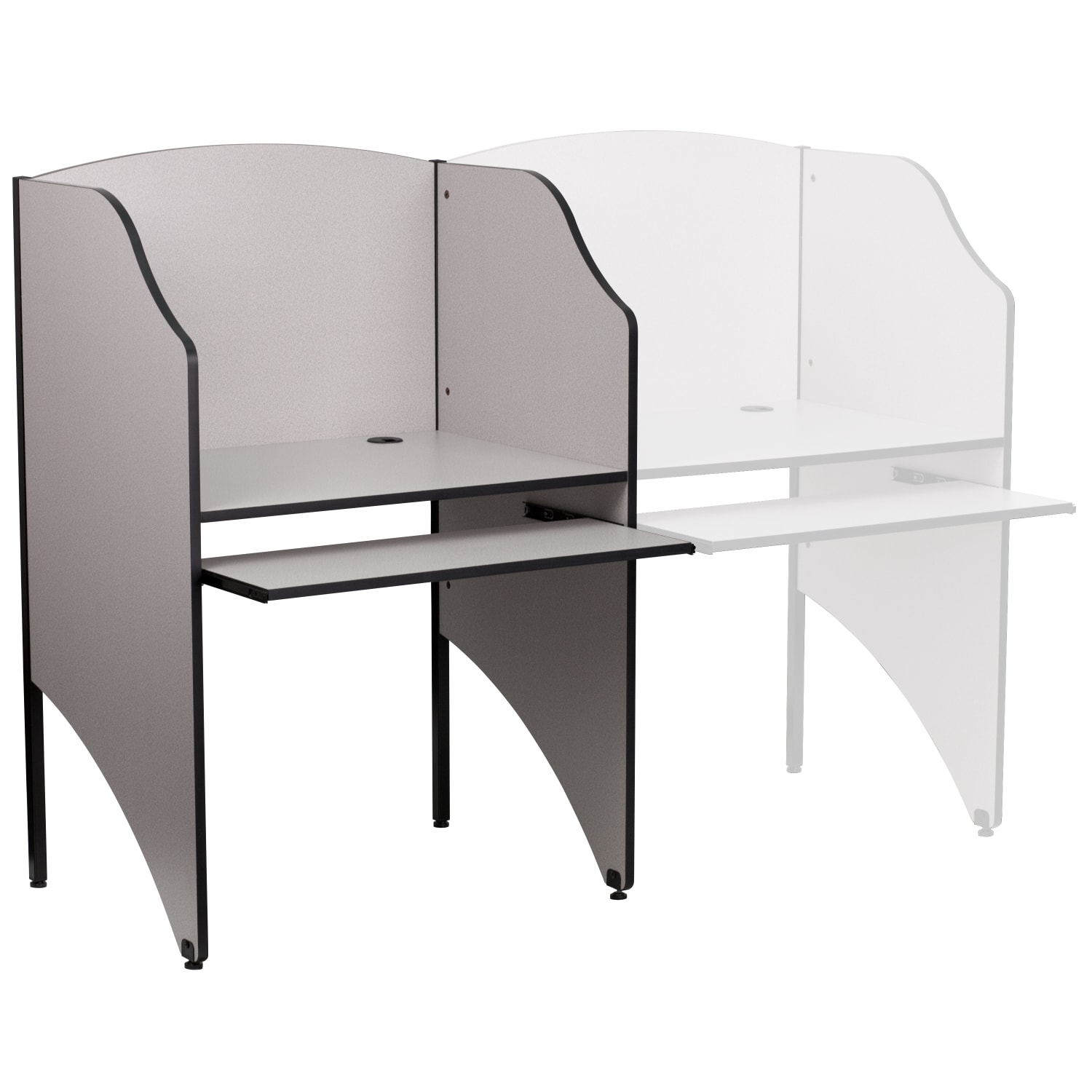 Flash Furniture Starter Study Carrel, 49 5/8inH x 32 5/8inW x 24 7/16inD, Nebula Gray