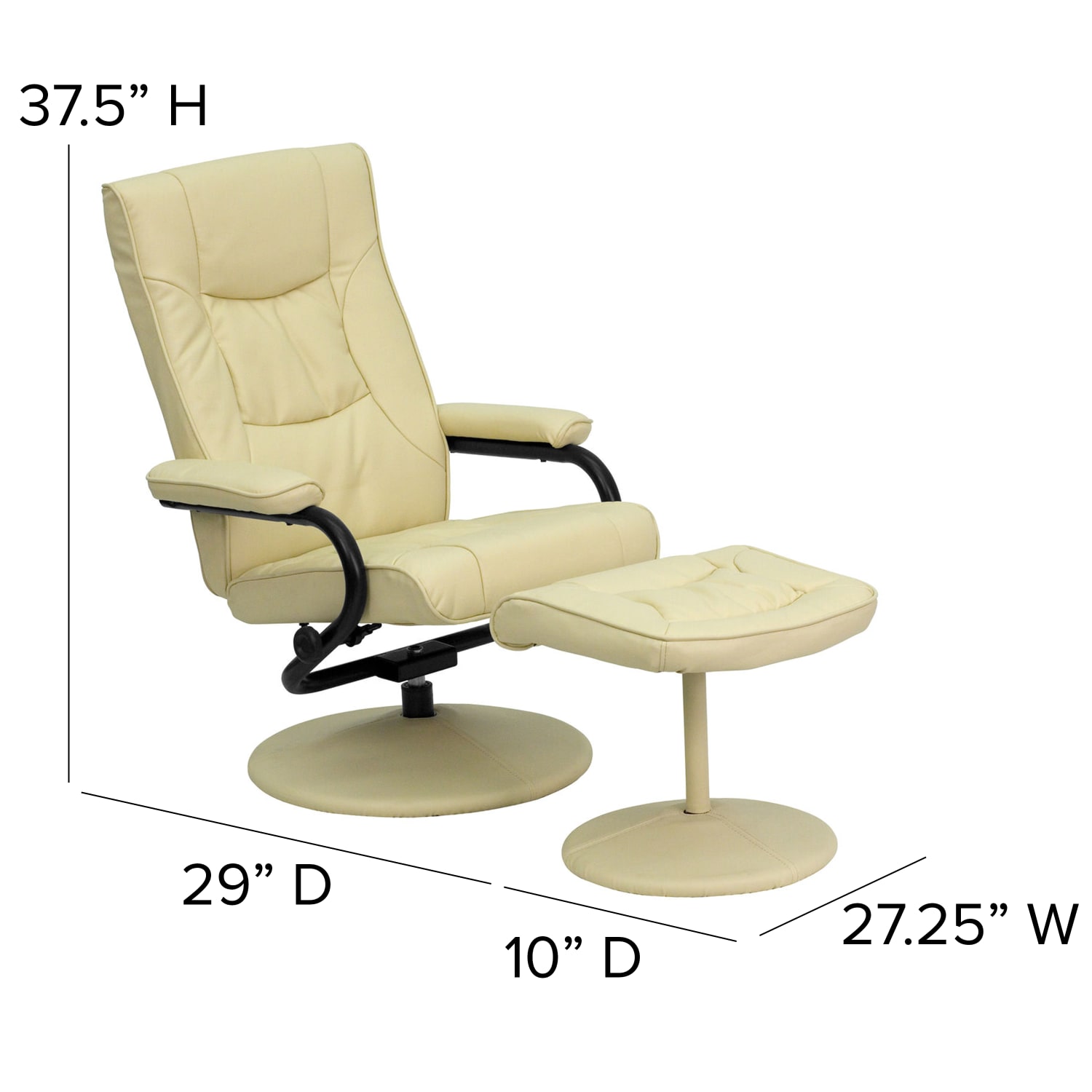 Flash Furniture Contemporary Recliner With Wrapped Base Ottoman Cream PopularChairscom Flash Furniture Contemporary Recliner With Wrapped Base Ottoman Cream PopularChairscom