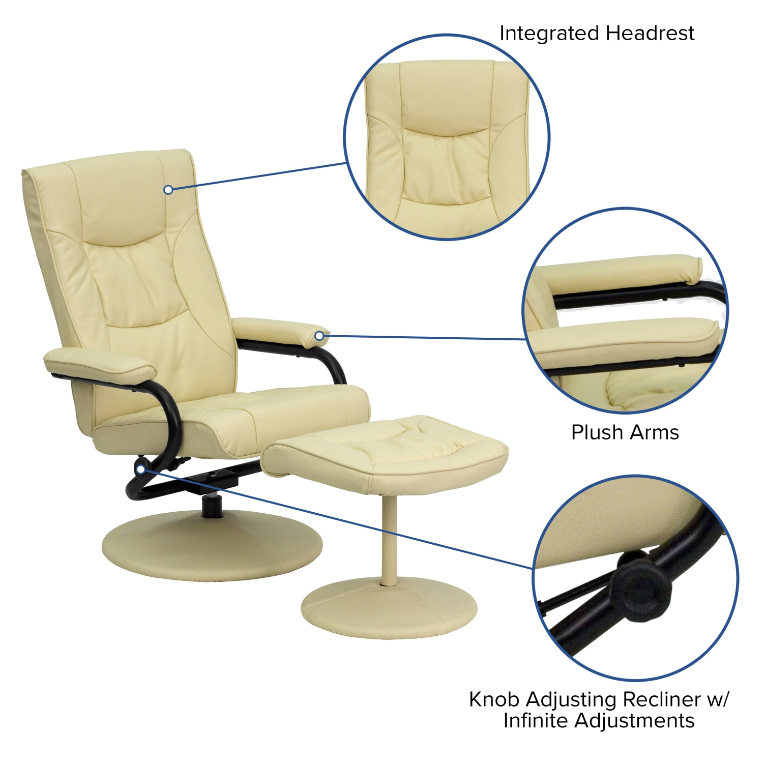 Flash Furniture Contemporary Recliner With Wrapped Base Ottoman Cream PopularChairscom Flash Furniture Contemporary Recliner With Wrapped Base Ottoman Cream PopularChairscom