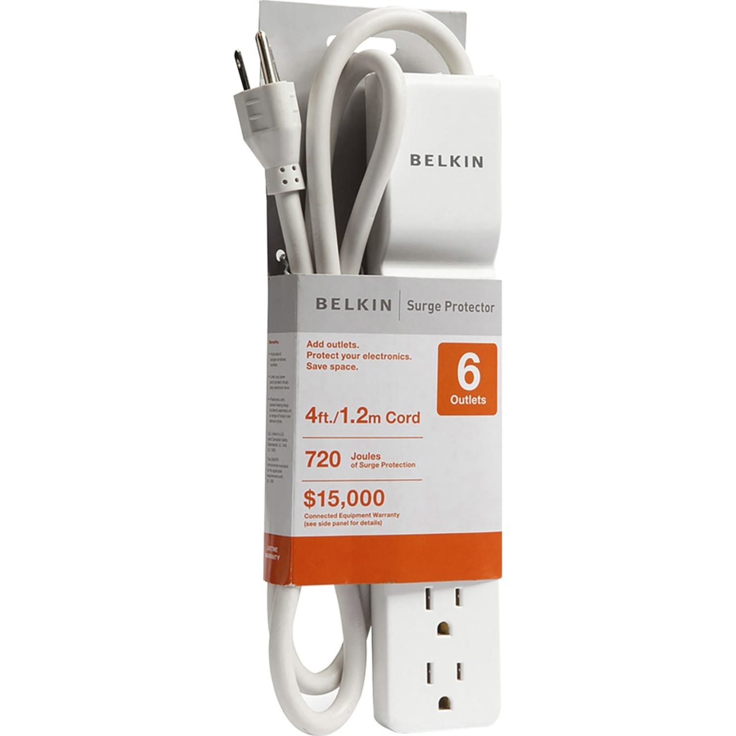 Belkin Home/Office Series Surge Protector, 6 Outlets, 10ft Cord, 700 Joules, White - Image 3