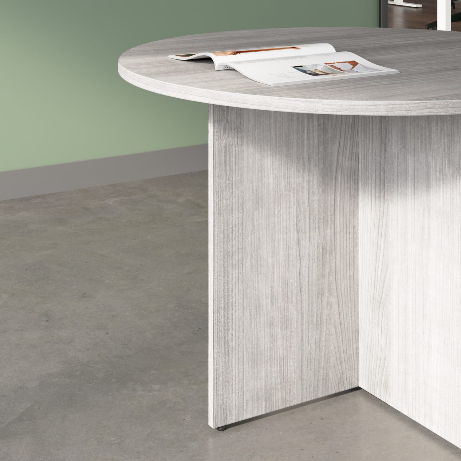 Bush Business Furniture 42-inch Round Conference Table with Wood Base, Platinum Gray, Standard Delivery - Image 5