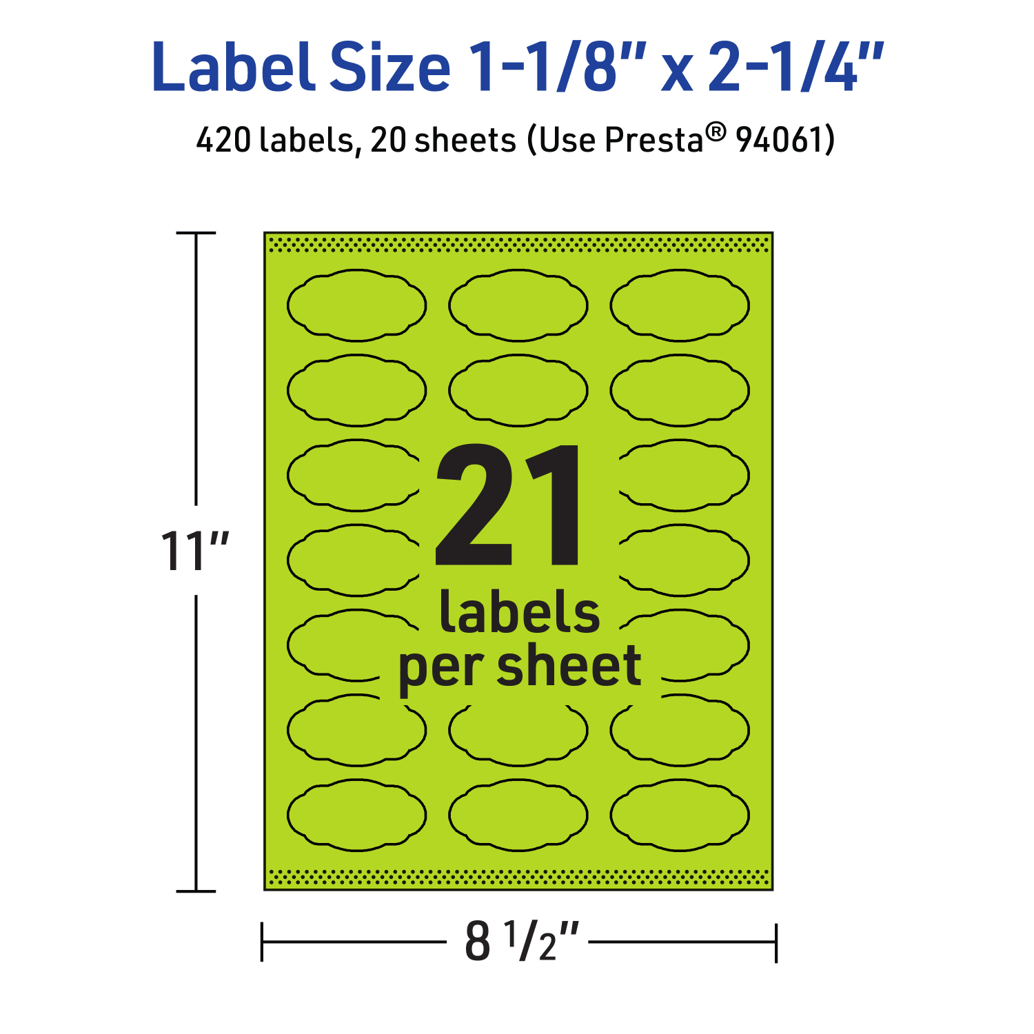 Avery Print-To-The-Edge Labels With Sure Feed Technology And Easy Peel, 94061-BGP20, Oval Scalloped, 1-1/8inx2-1/4in, Matte Bright Green, Pack of 420 - Image 6