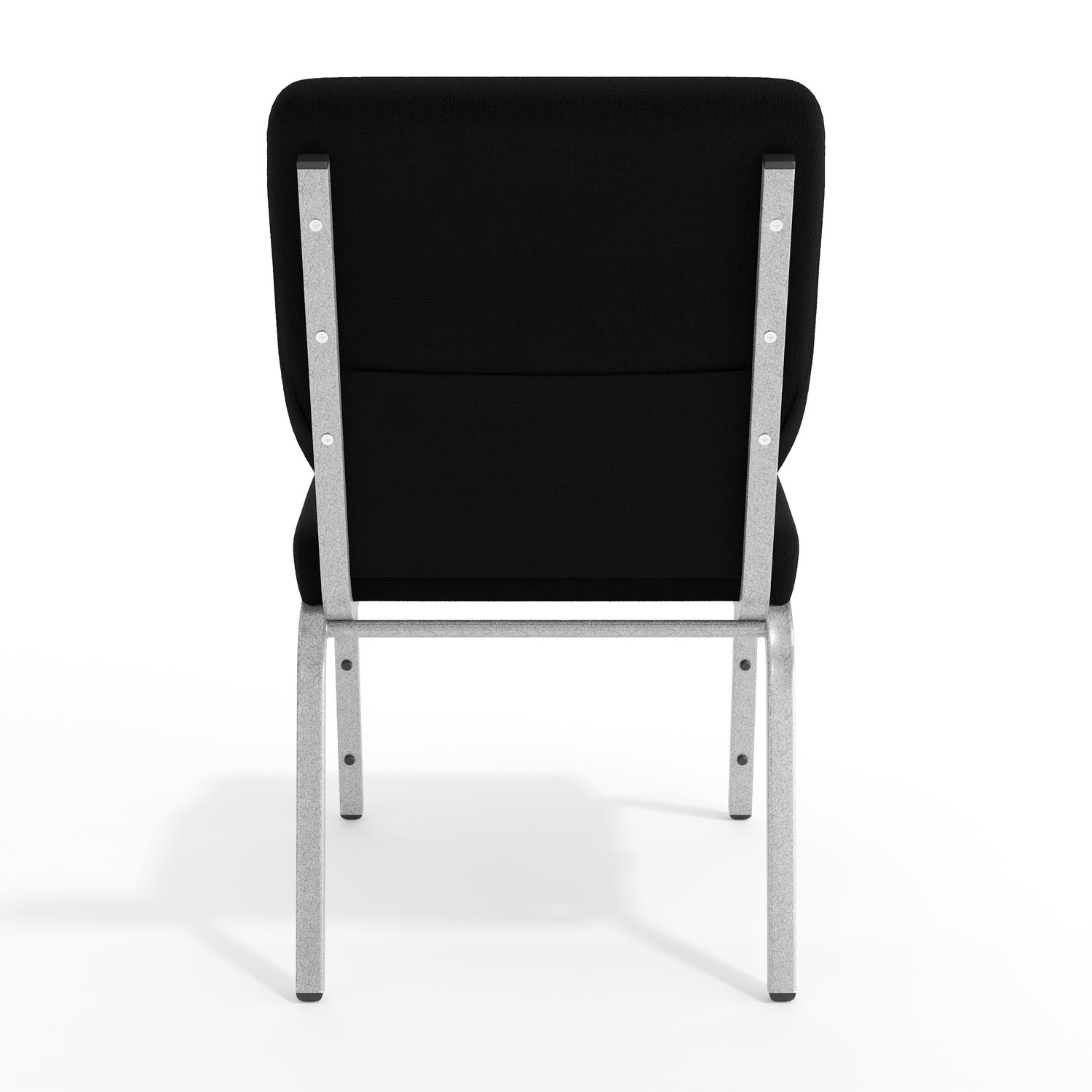 Flash HERCULES Series Church Padded Fabric Seat, Foam Back Stacking Chair, 17in Seat Width, Black Seat/Silver Frame, Quantity: 1 - Image 6
