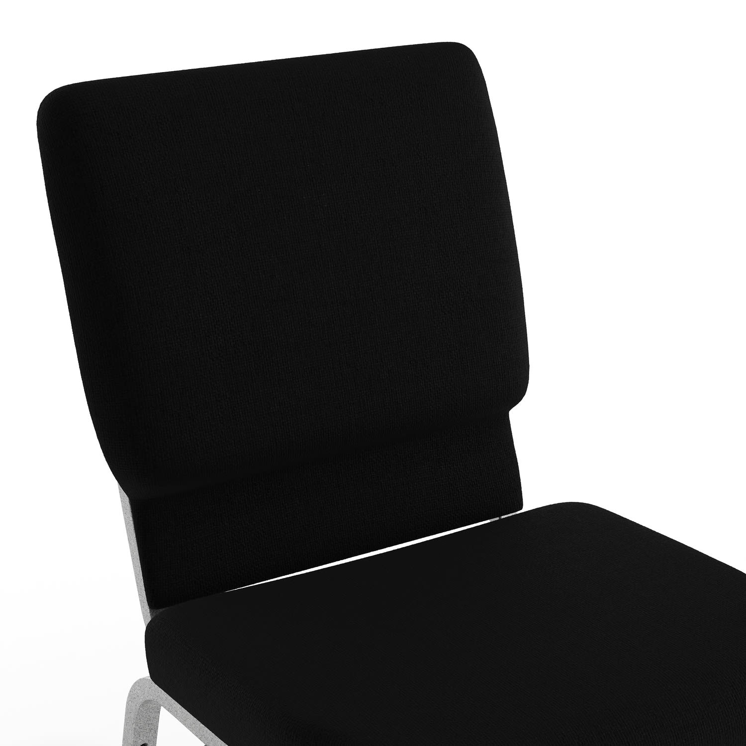 Flash HERCULES Series Church Padded Fabric Seat, Foam Back Stacking Chair, 17in Seat Width, Black Seat/Silver Frame, Quantity: 1 - Image 9