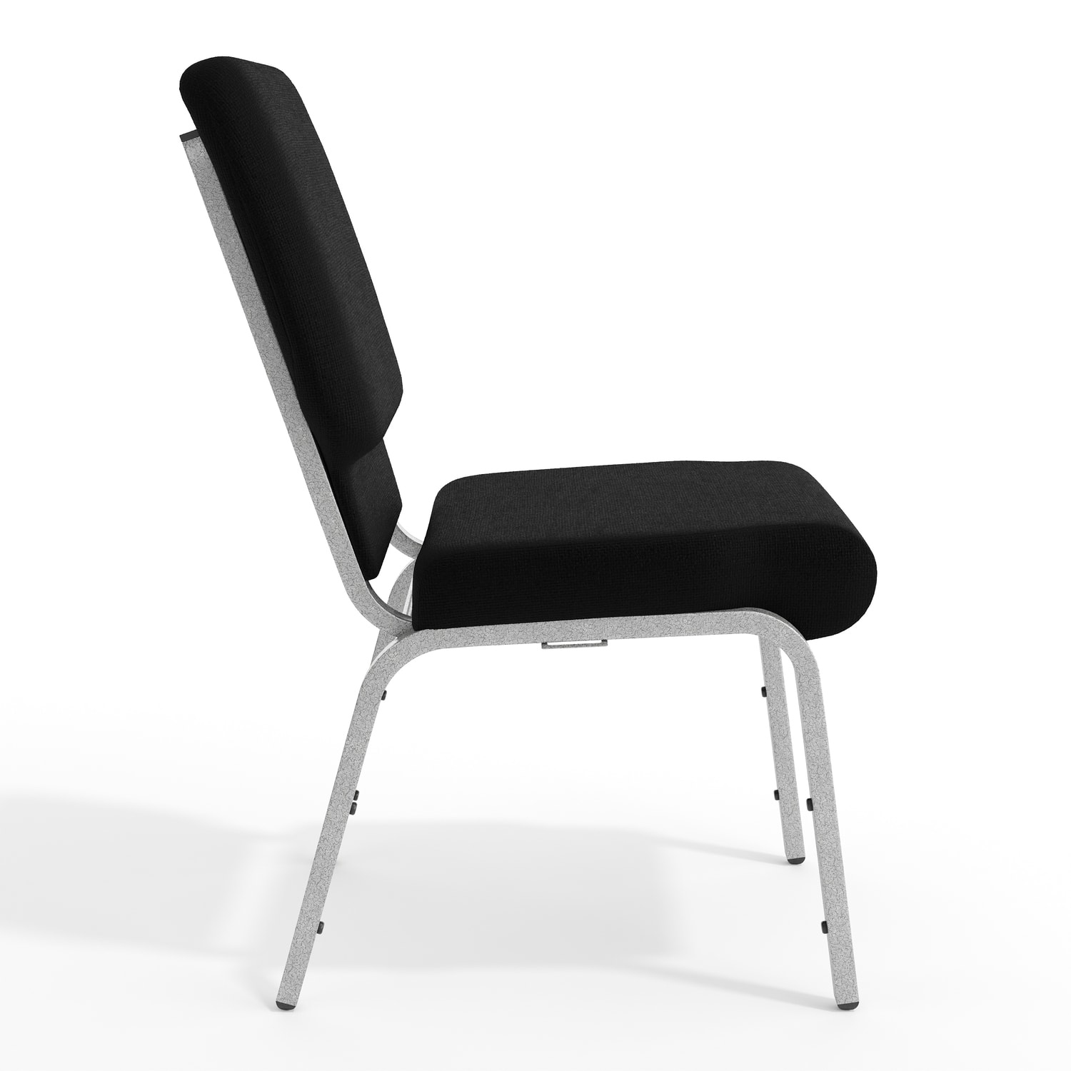 Flash HERCULES Series Church Padded Fabric Seat, Foam Back Stacking Chair, 17in Seat Width, Black Seat/Silver Frame, Quantity: 1 - Image 11