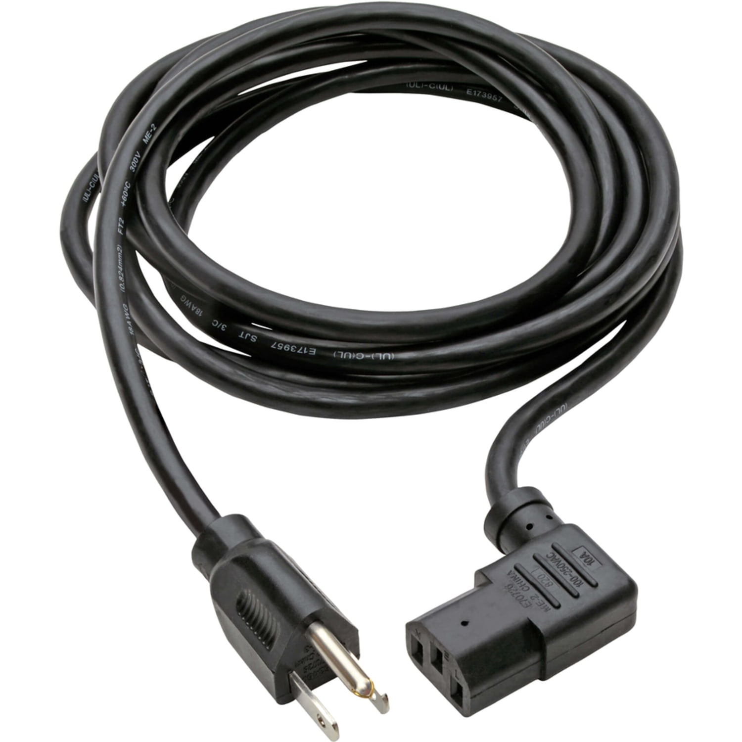 Tripp Lite Computer Power Cord 10A 18AWG 5-15P to Right Angle C13 10ft 10ft, P00601013RA - Image 3