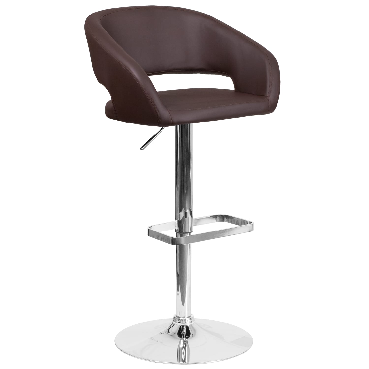 Flash Furniture Contemporary Vinyl Adjustable Height Bar Stool With Rounded Back BrownChrome PopularChairscom Flash Furniture Contemporary Vinyl Adjustable Height Bar Stool With Rounded Back BrownChrome PopularChairscom