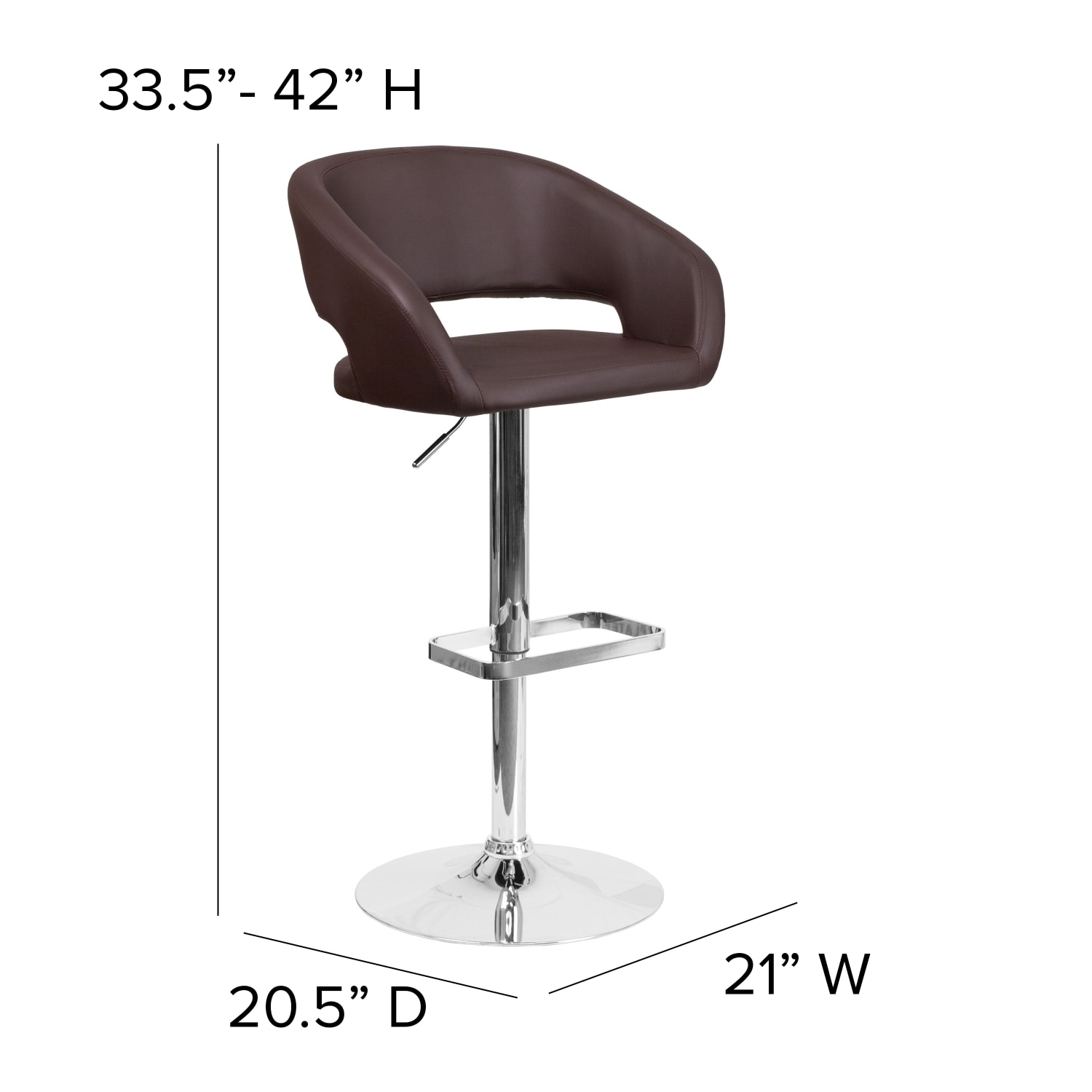 Flash Furniture Contemporary Vinyl Adjustable Height Bar Stool With Rounded Back BrownChrome PopularChairscom Flash Furniture Contemporary Vinyl Adjustable Height Bar Stool With Rounded Back BrownChrome PopularChairscom